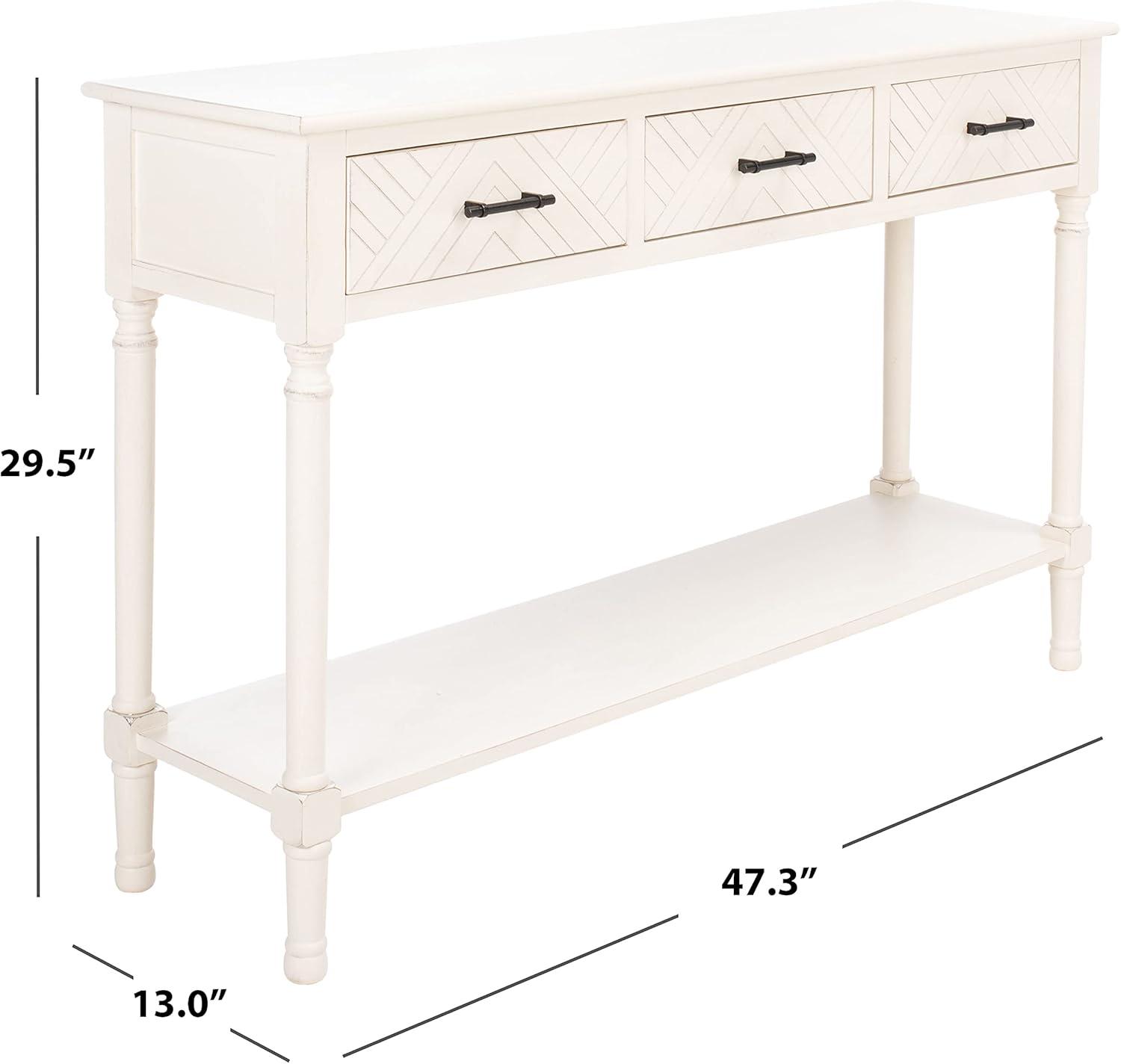 Peyton 3 Drawer Console Table - Distressed White - Safavieh