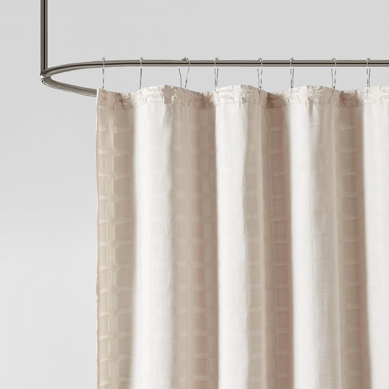 Gridd Woven Clipped Solid Shower Curtain