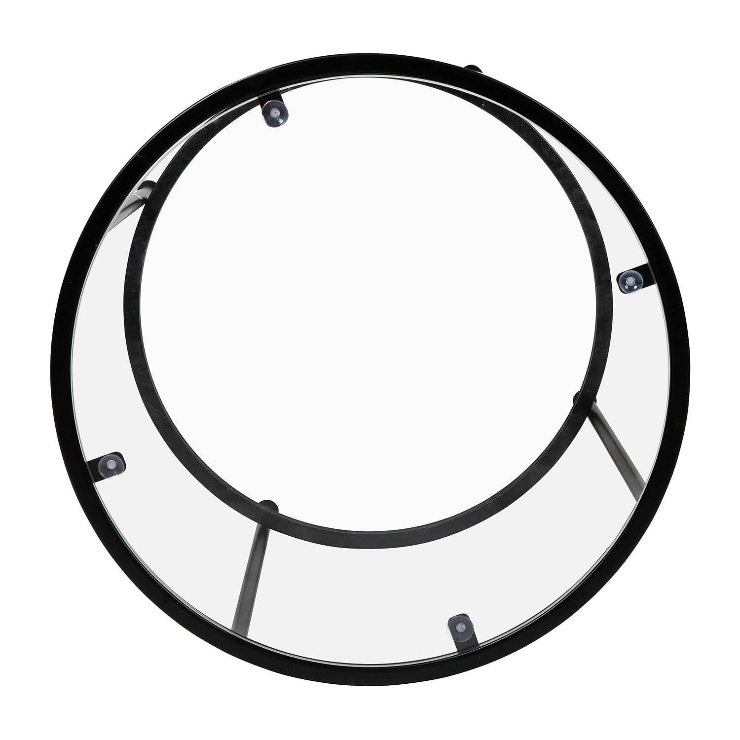 Flash Furniture Astoria Collection Round End Table - Modern Clear Glass Accent Table with Matte Black Frame