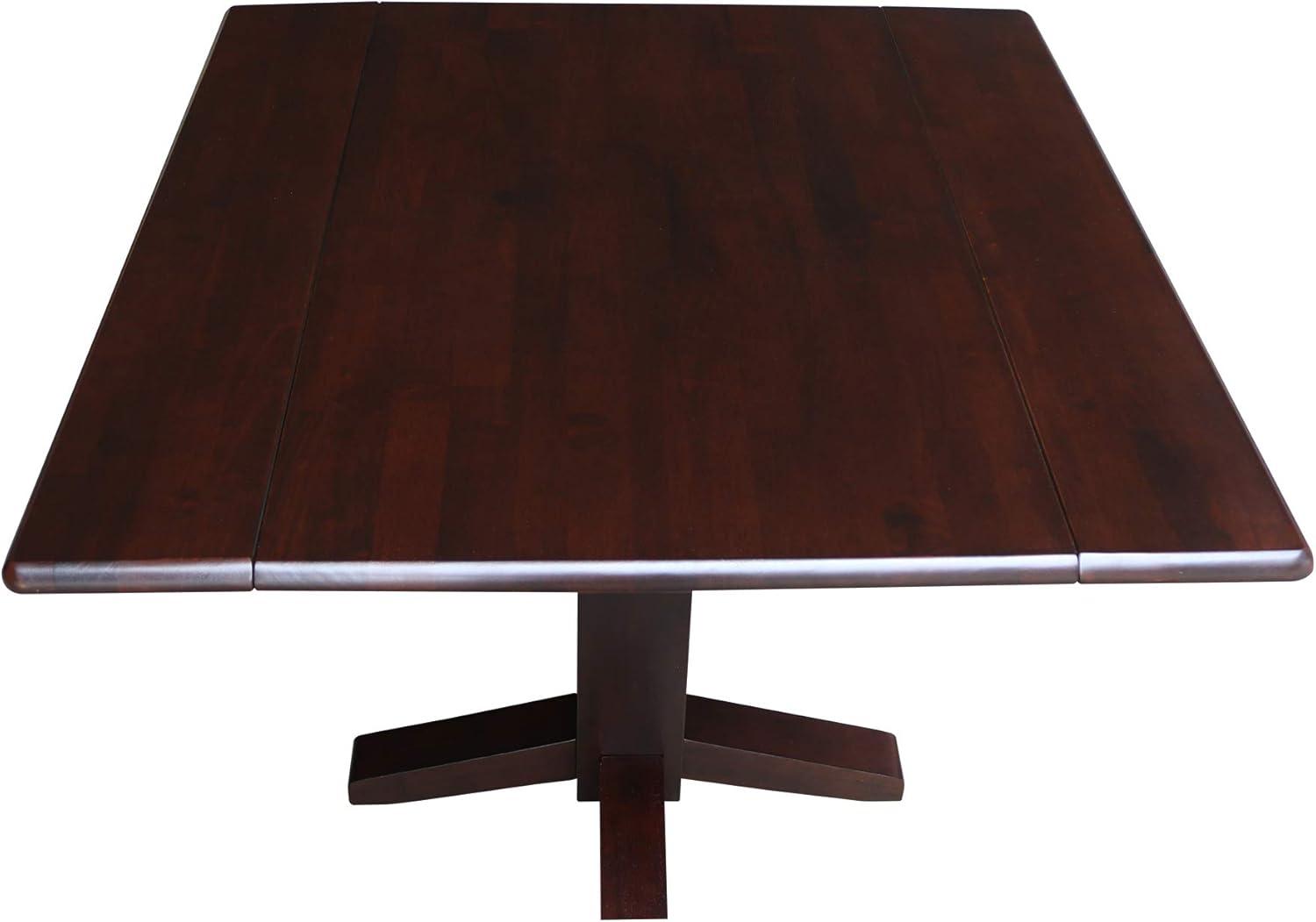 36" Sanders Square Dual Dining Table Rich Mocha - International Concepts: Solid Wood, 4-Seater Kitchen Table