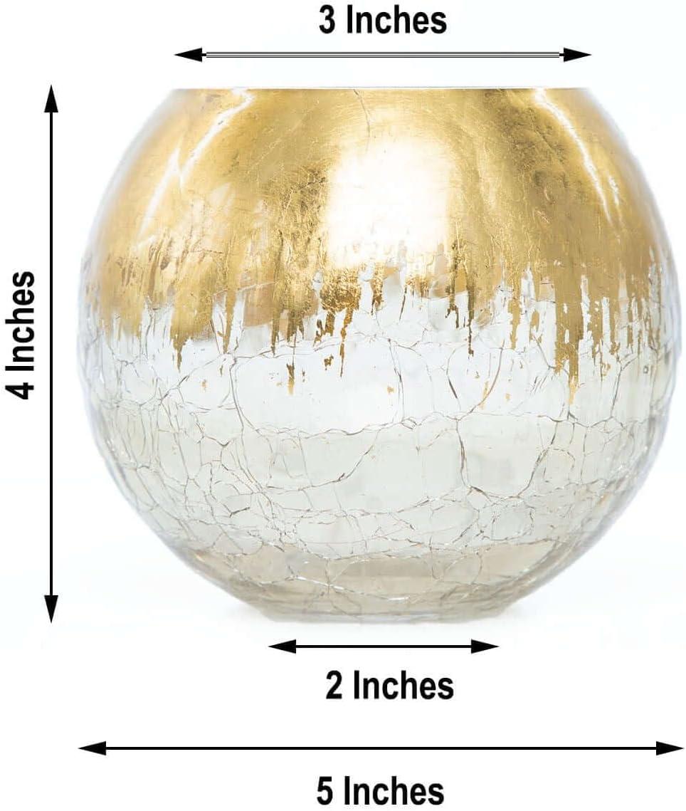 Efavormart 4" Gold Foiled Crackle Glass Flower Vase, Bubble Vase