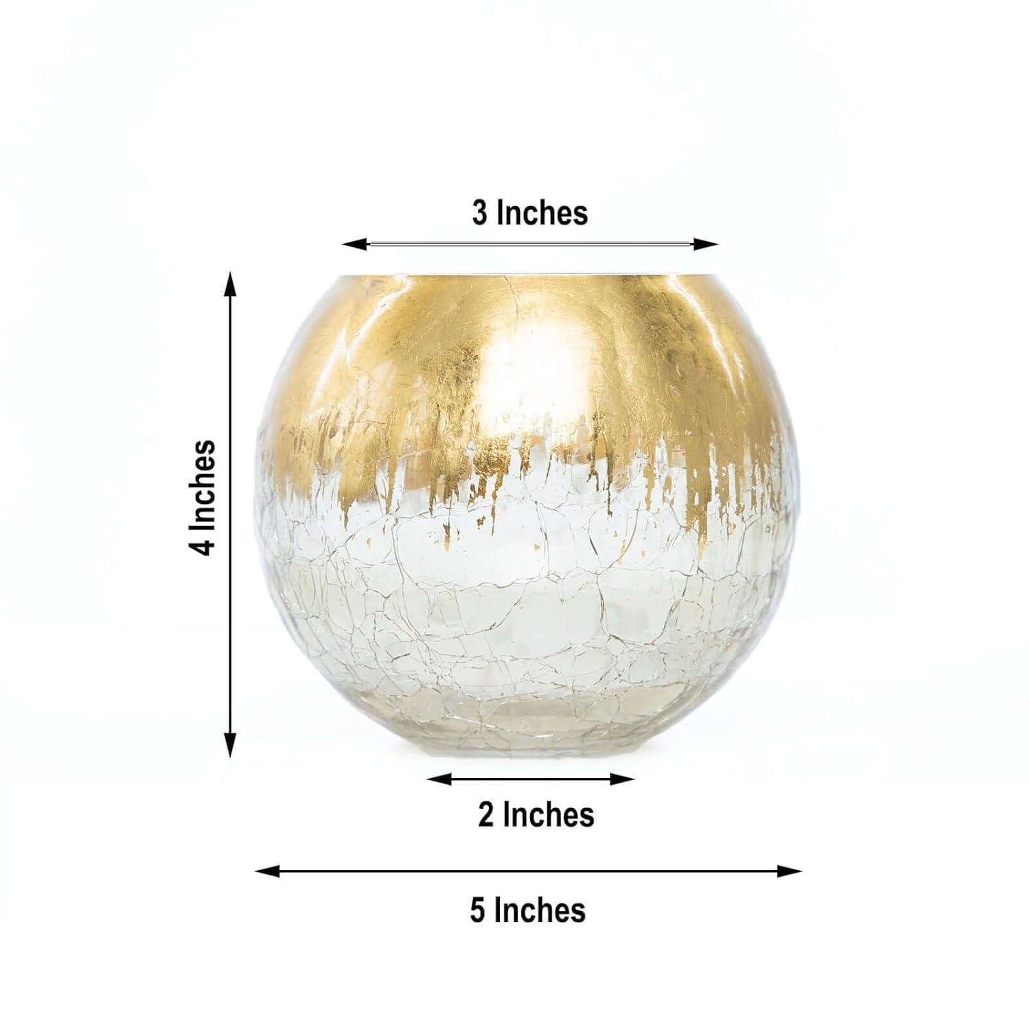 Efavormart 4" Gold Foiled Crackle Glass Flower Vase, Bubble Vase