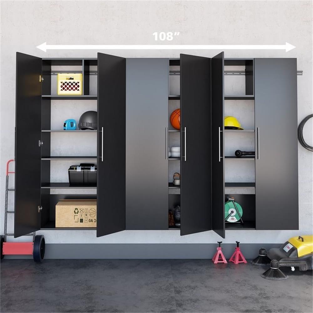 6pc 120" Hangups Storage Cabinet Set Black - Prepac: Wall Mounted, Workshop Organization, Secure Mounting