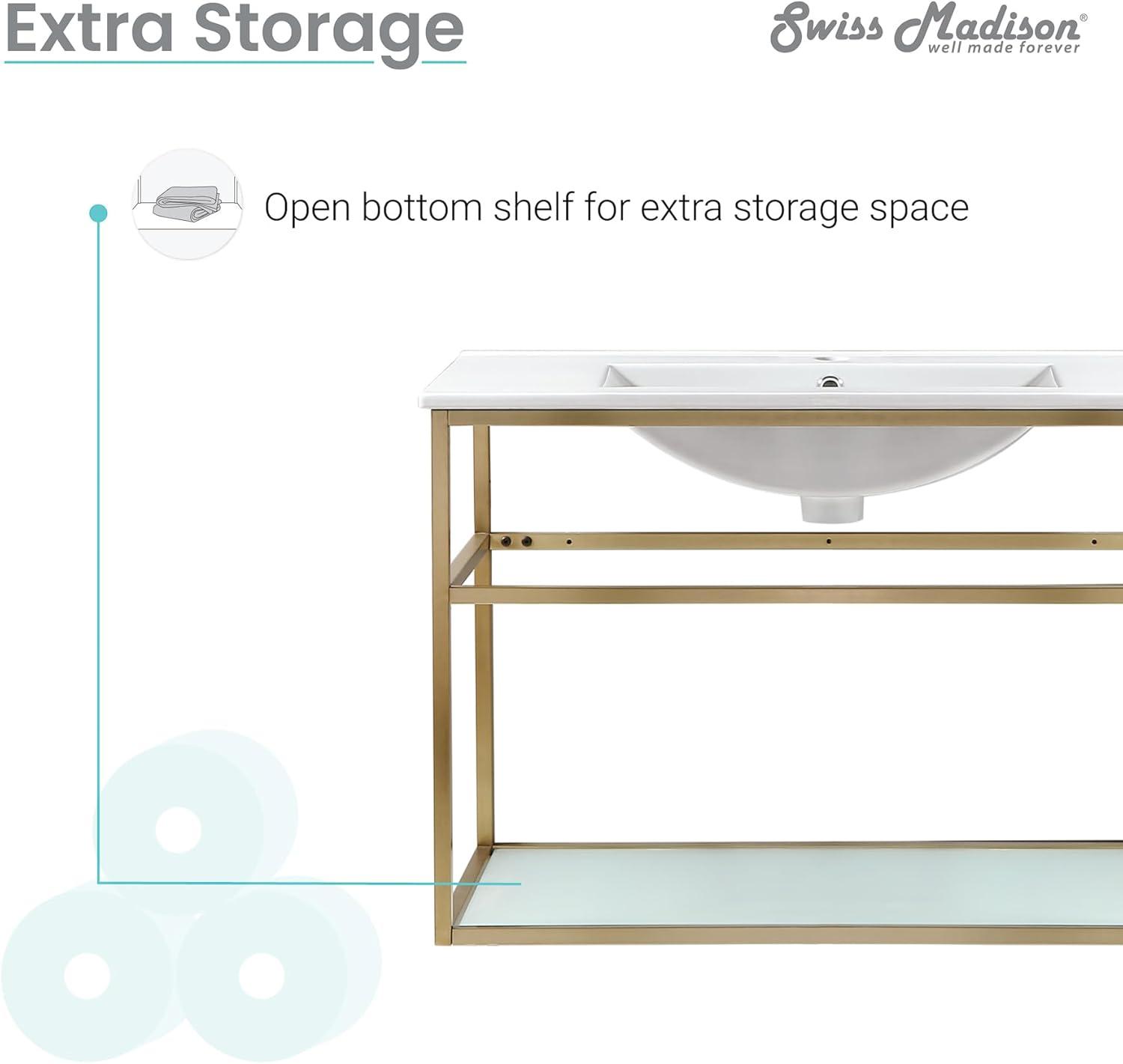 Pierre 30 Single, Open Shelf, Metal Frame Bathroom Vanity