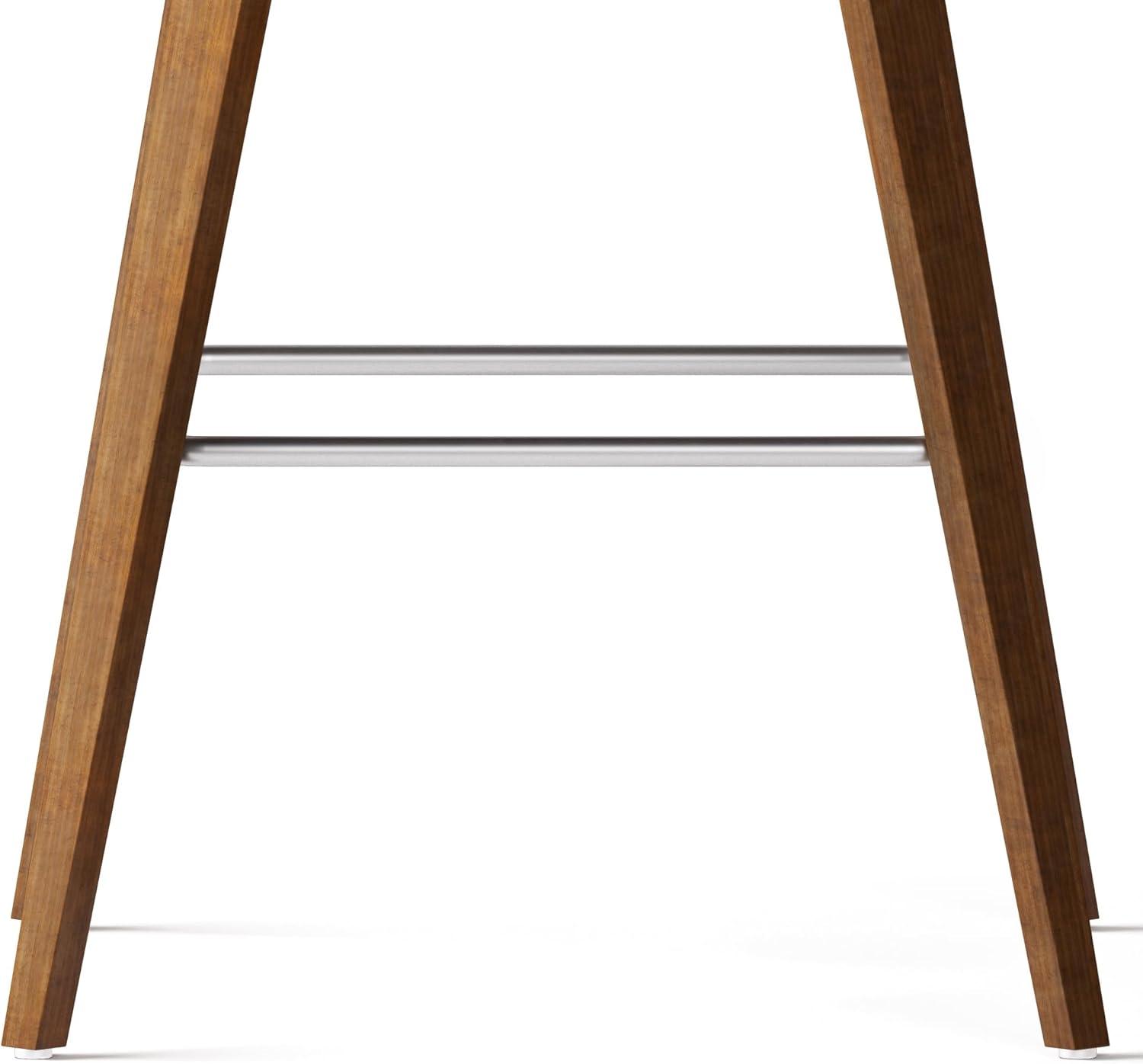 Simpli Home Randolph Upholstered Bentwood Mid-Century Modern Bar & Counter Stool with Chrome Footrest (Set of 2) (Set of 2)