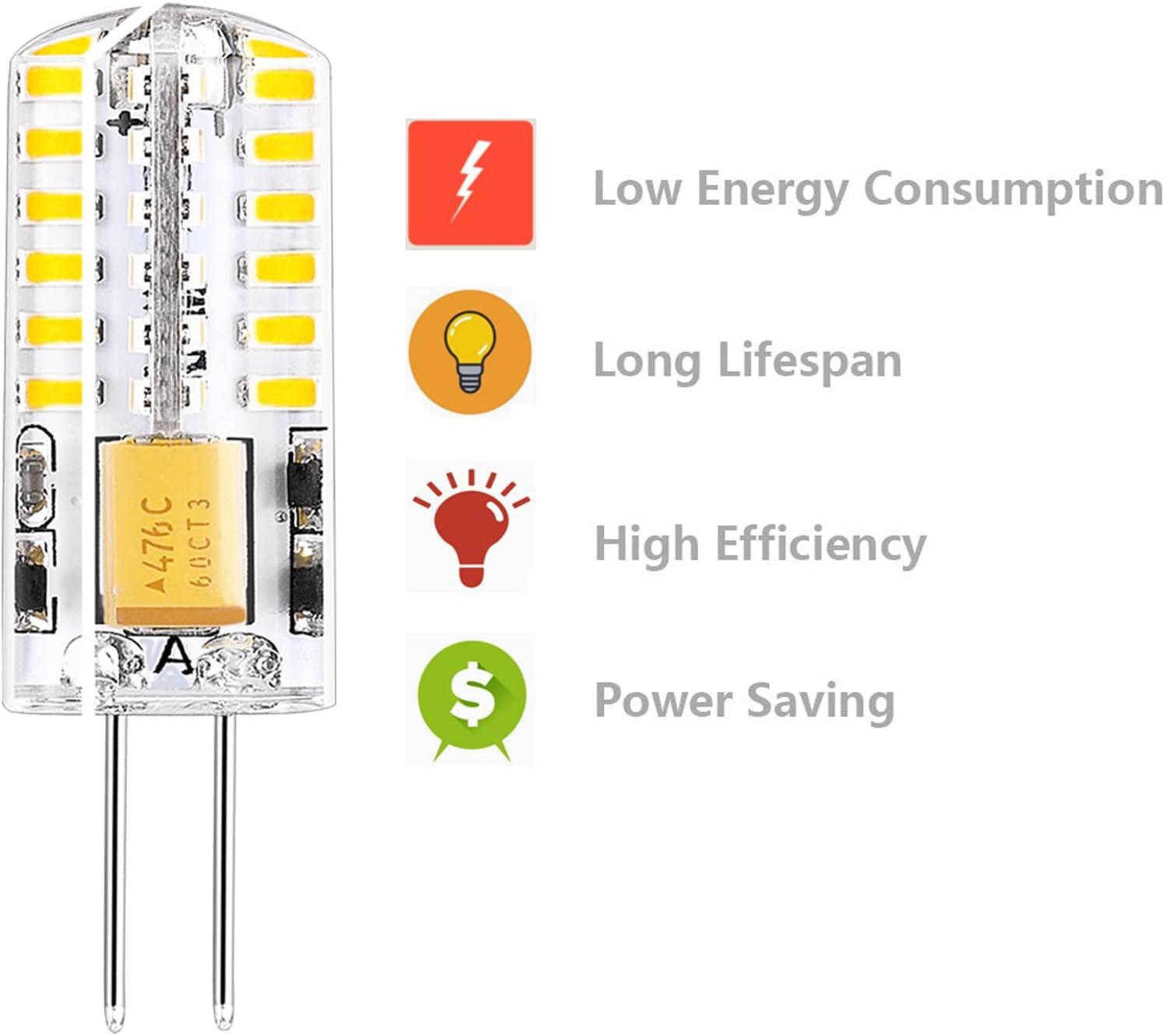 RAYHOO 10pcs G4 LED Bulbs JC Bi-Pin Base Light Bulbs 3W AC/DC 12V 20W-30W T3 Halogen Bulb Replacement Landscape Bulbs(Warm White 3000K)