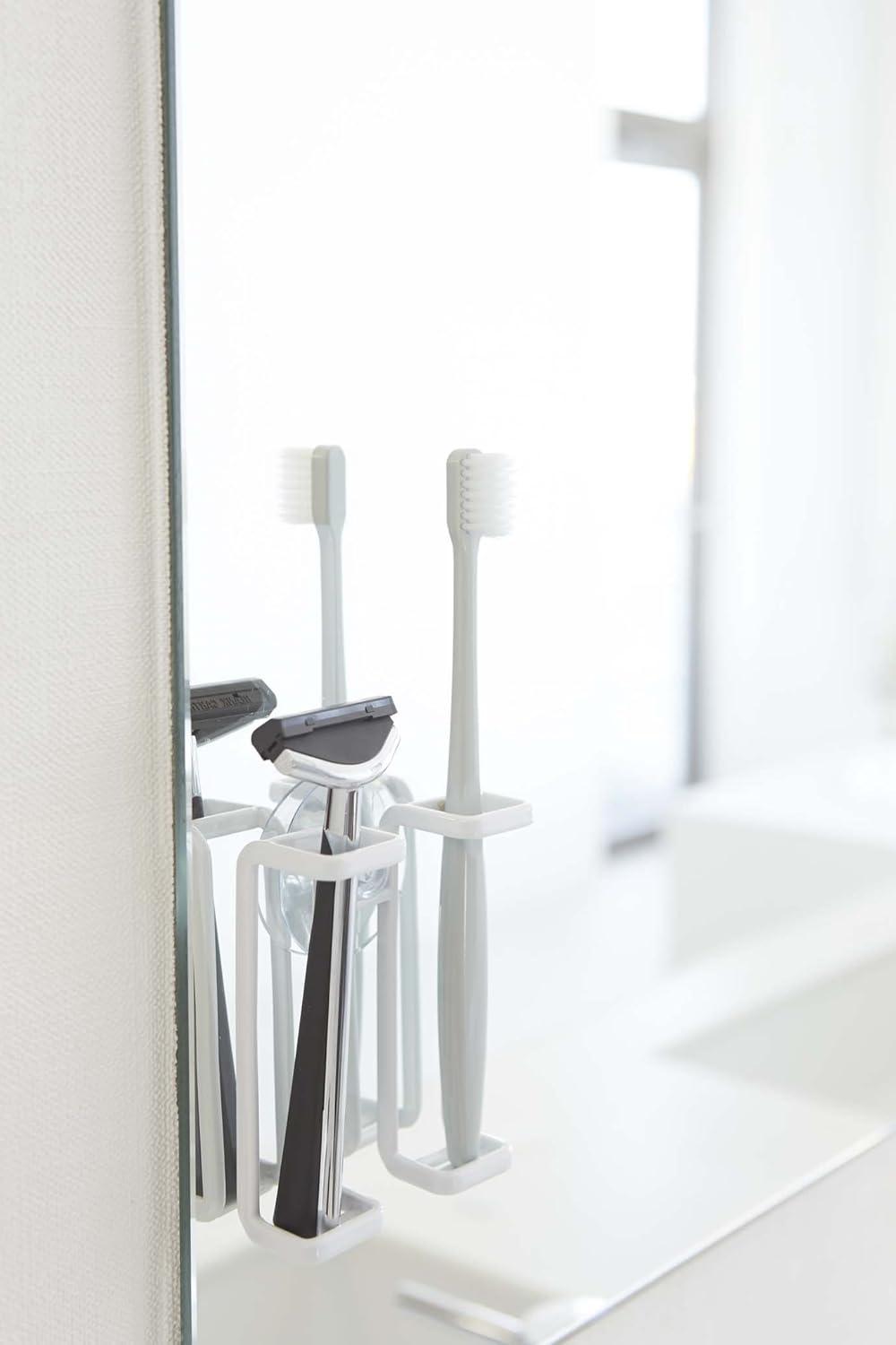Yamazaki Home Tower Yamazaki Home Toothbrush Holder, Suction Cup Organizer For Bath, Steel, Water Resistant