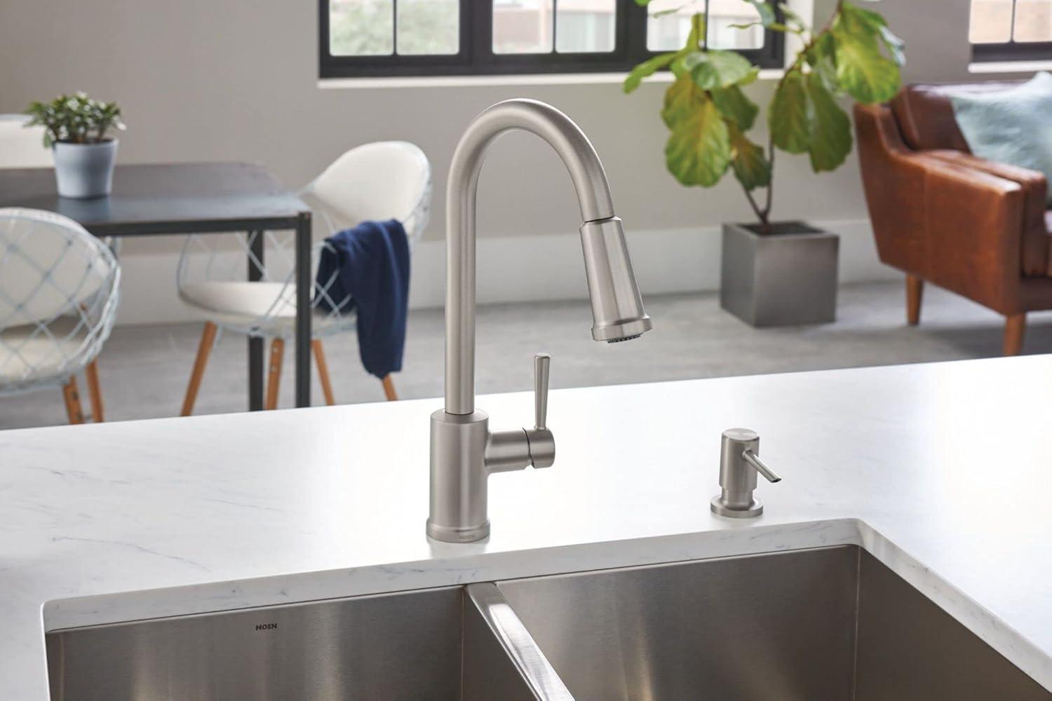 Stainless Steel Pull-Down Kitchen Faucet with Soap Dispenser