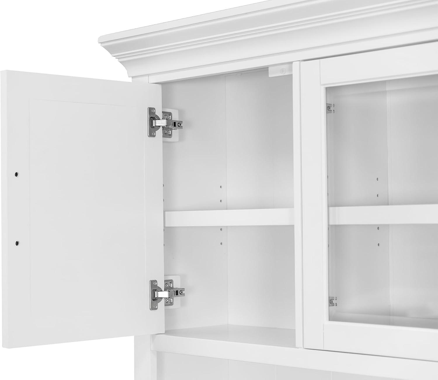 Modern Wood Hutch With Doors Storage Hutch Fully Assembled White