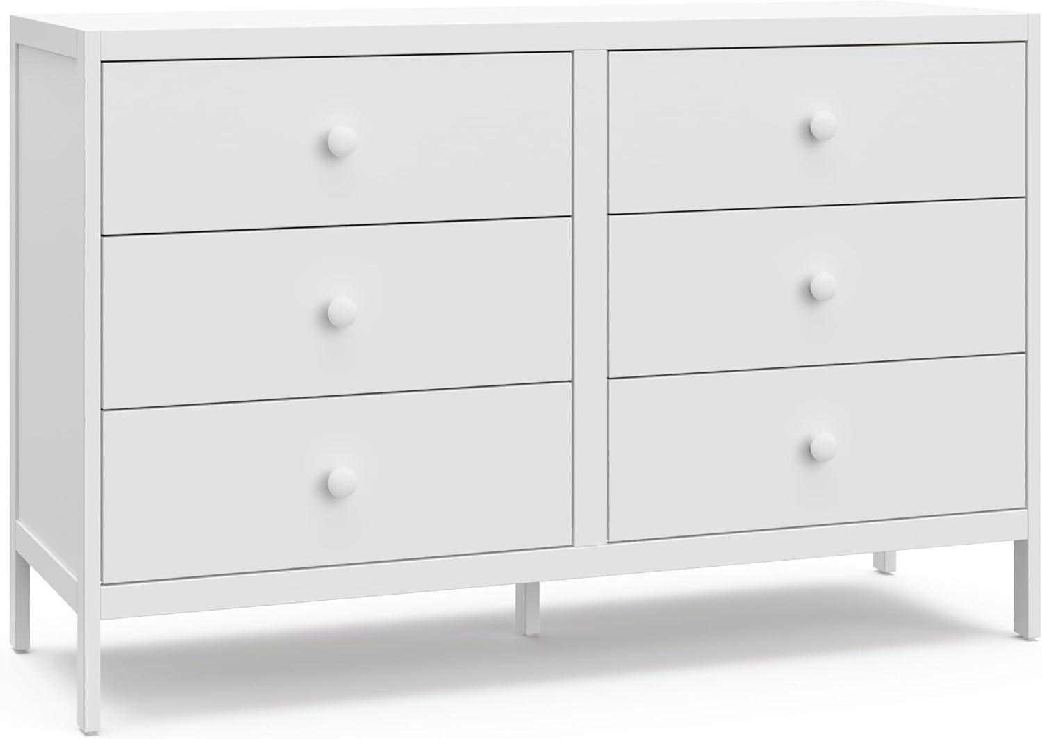 White GREENGUARD Certified 6-Drawer Double Nursery Dresser