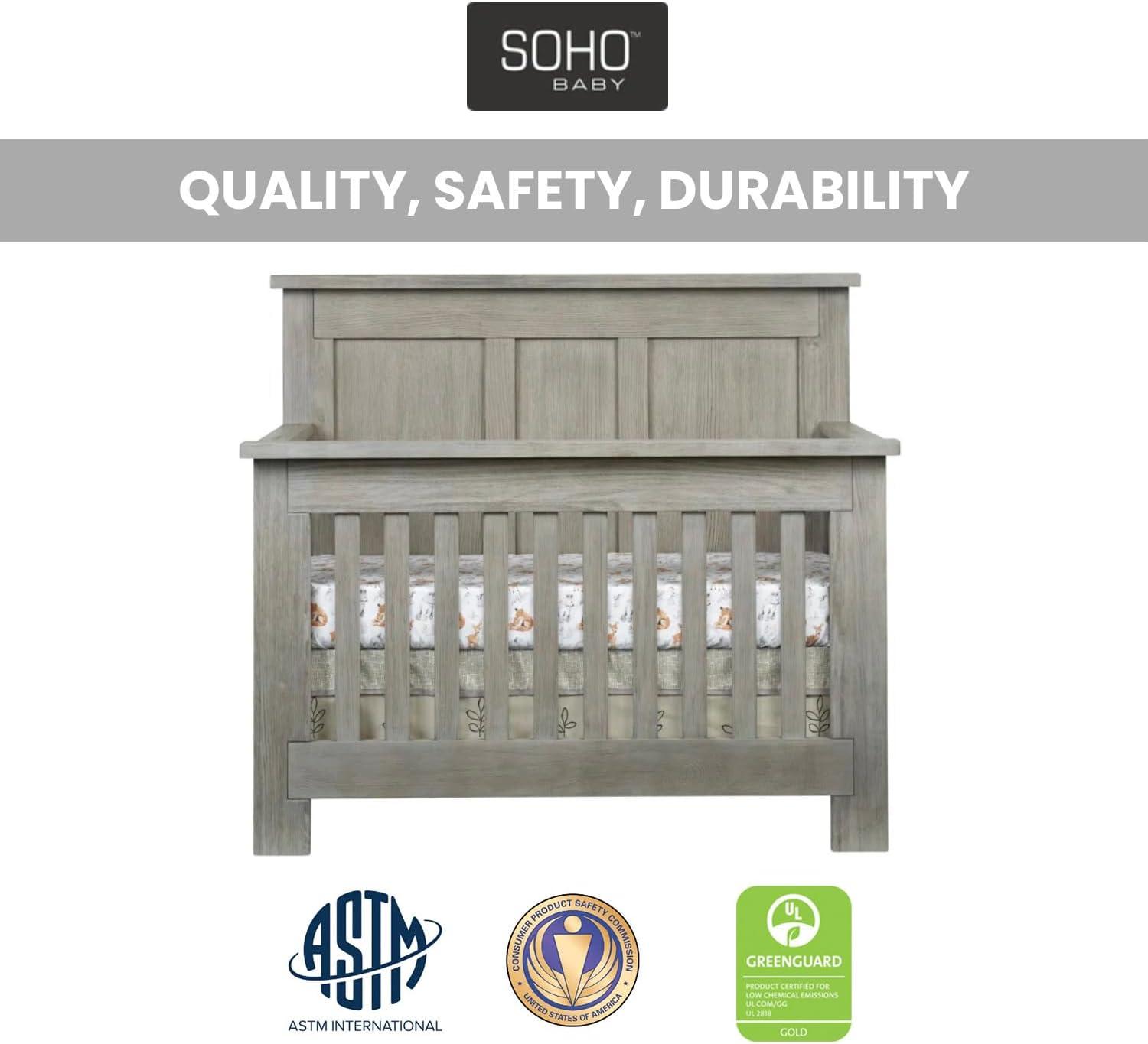 SOHO BABY Hanover 4-in-1 Convertible Crib - Oak Gray