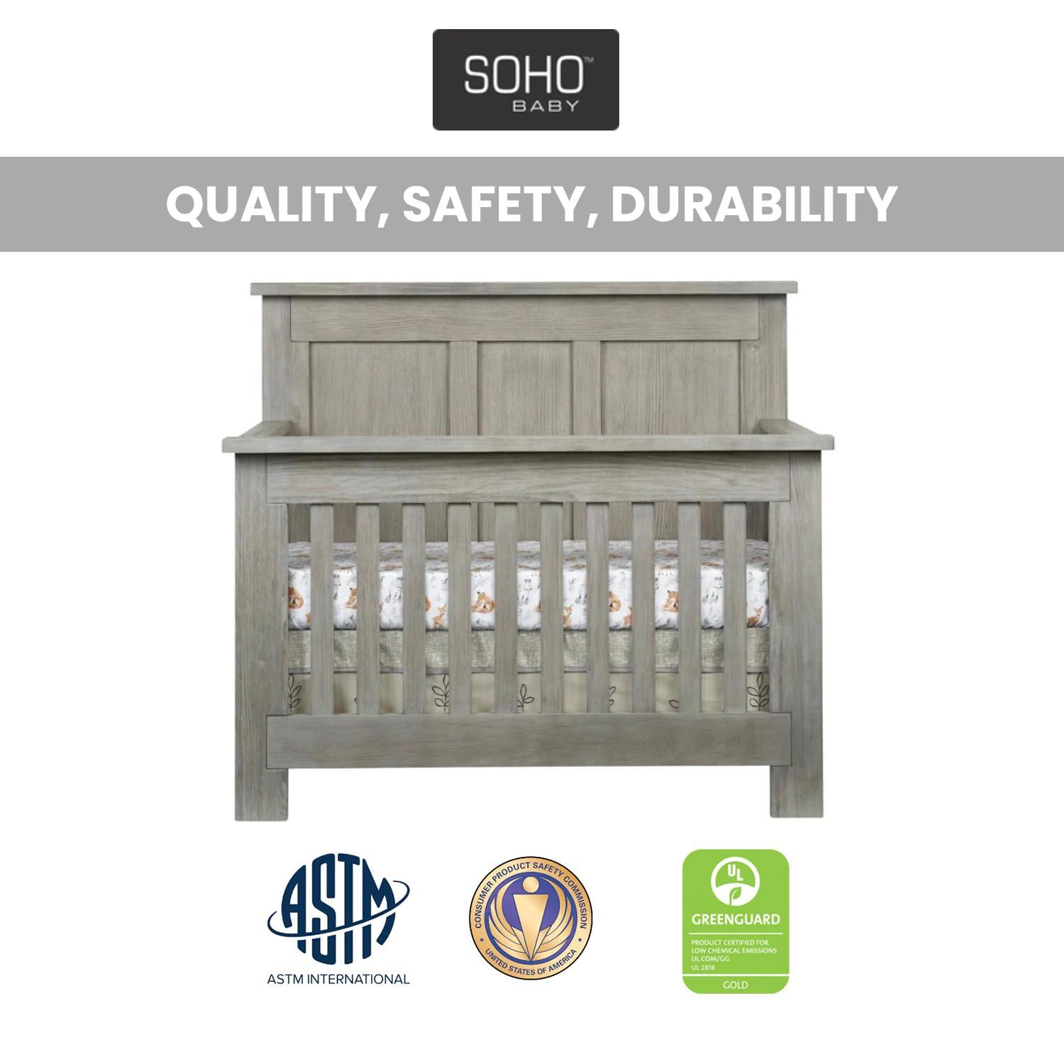 SOHO BABY Hanover 4-in-1 Convertible Crib - Oak Gray