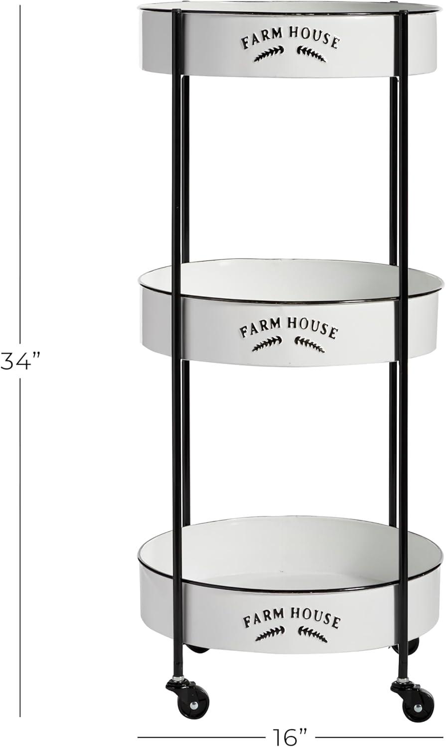 34'' x 16'' Farmhouse Metal Storage Cart White - Olivia & May: Decorative Storage Bins, Tabletop Bin, Adult Assembly Required
