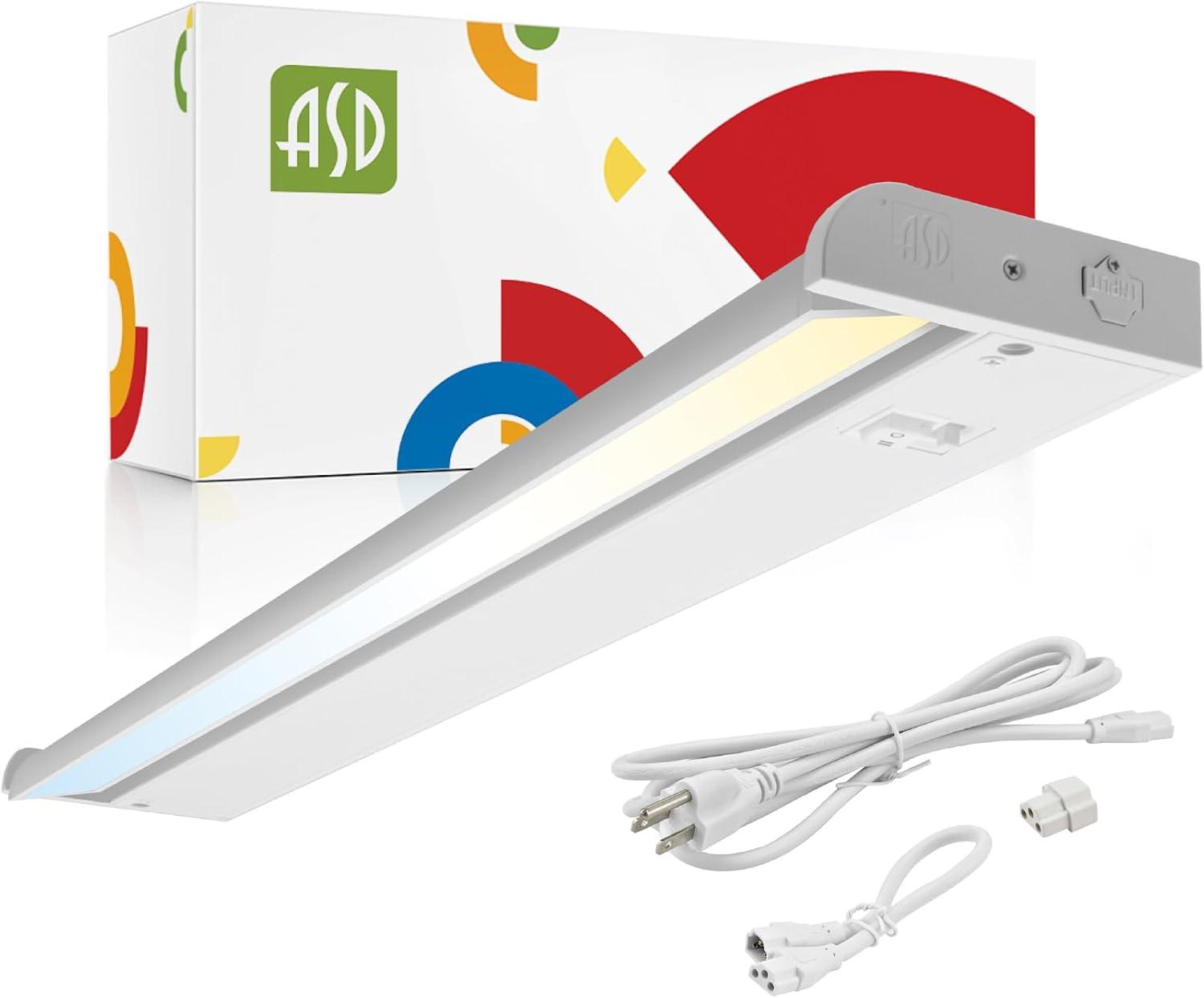 Adjustable White LED Under Cabinet Light with Swivel Lens, 24 Inch