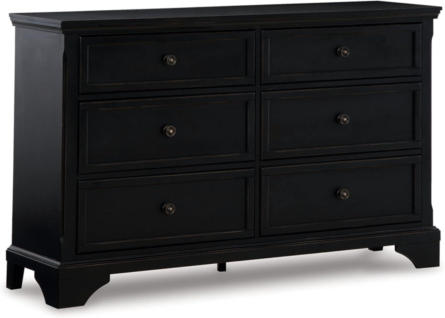 Black Traditional 6-Drawer Dresser with Dovetail Construction