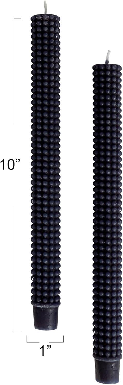 Creative Co-Op Hobnail Taper Candles in Box, Navy Blue, Set of 2