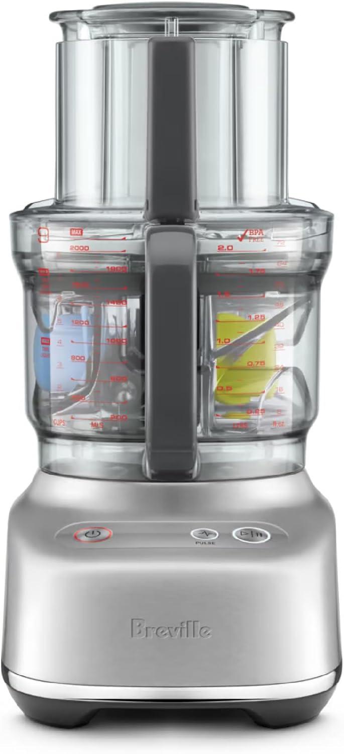 Breville Sous Chef 9 Cup Food Processor Brushed Stainless Steel: 625W, 2 Speeds, Dishwasher-Safe, Mini Kitchen Appliance