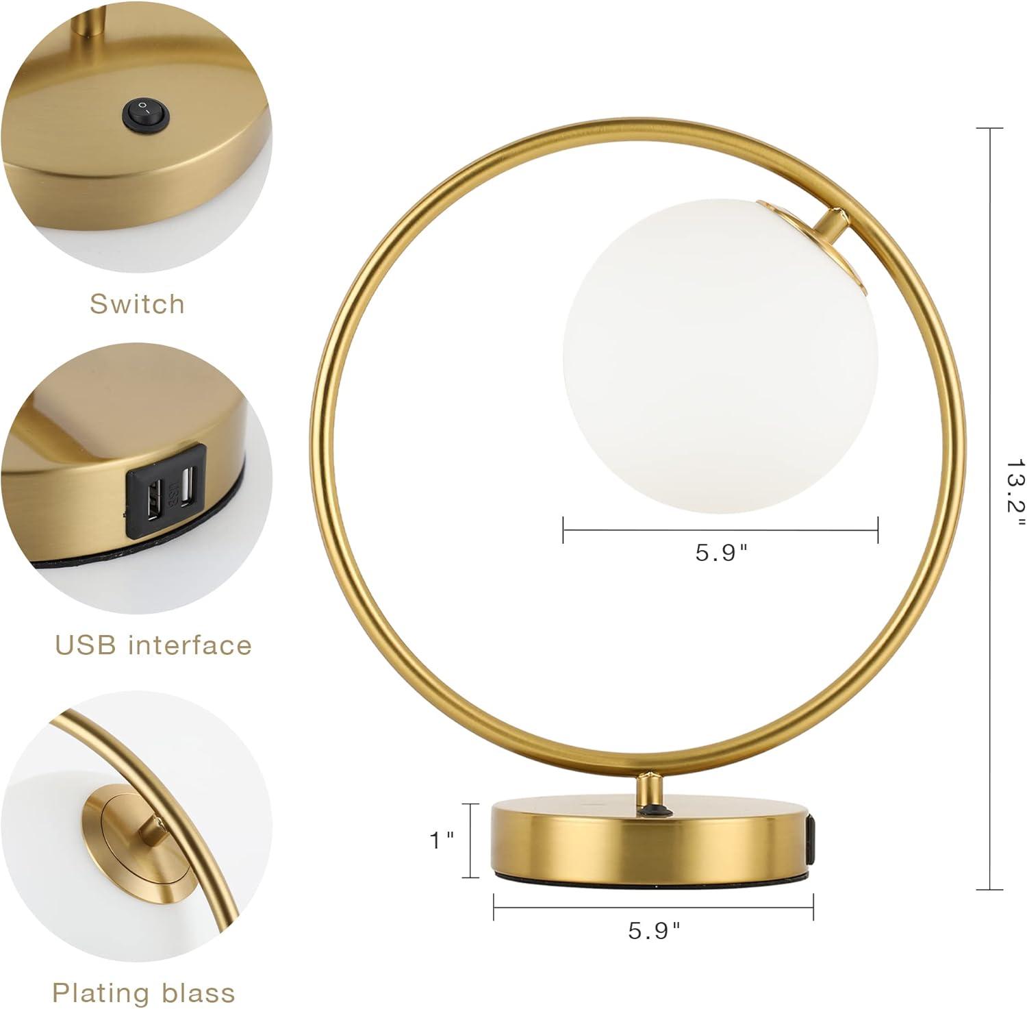 Modern Gold Globe Glass Table Lamp with Touch Control