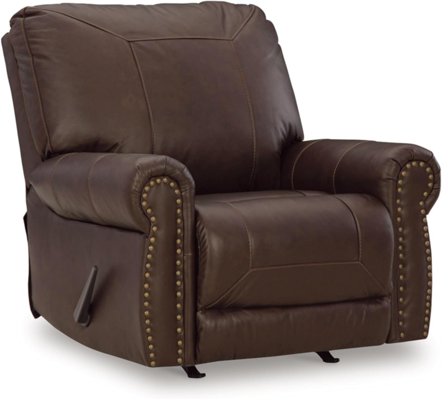 Colleton Dark Brown Leather Recliner with Nailhead Trim