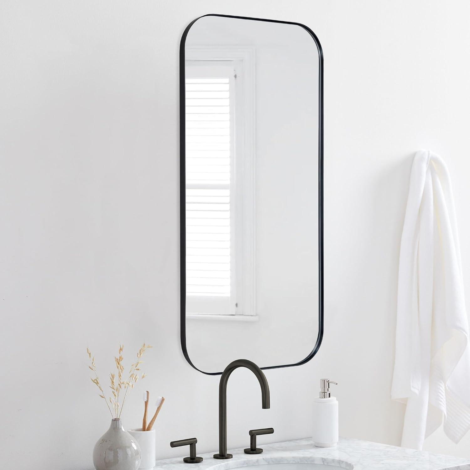 TEHOME Black Surface and Recessed Mount Rectangular Stainless Steel Metal Framed Bathroom Medicine Cabinet with Mirror, 22'' W x 30'' H