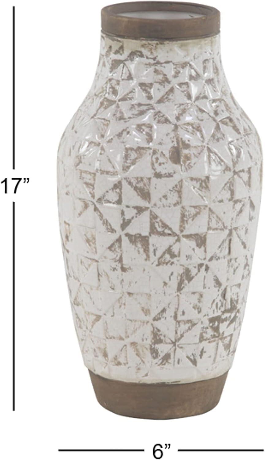 DecMode 16" White Ceramic Vase