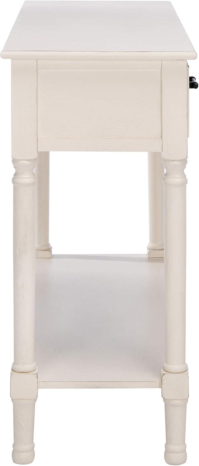 SAFAVIEH Ryder Solid 2 Drawer Console Table, Distressed White/Griege