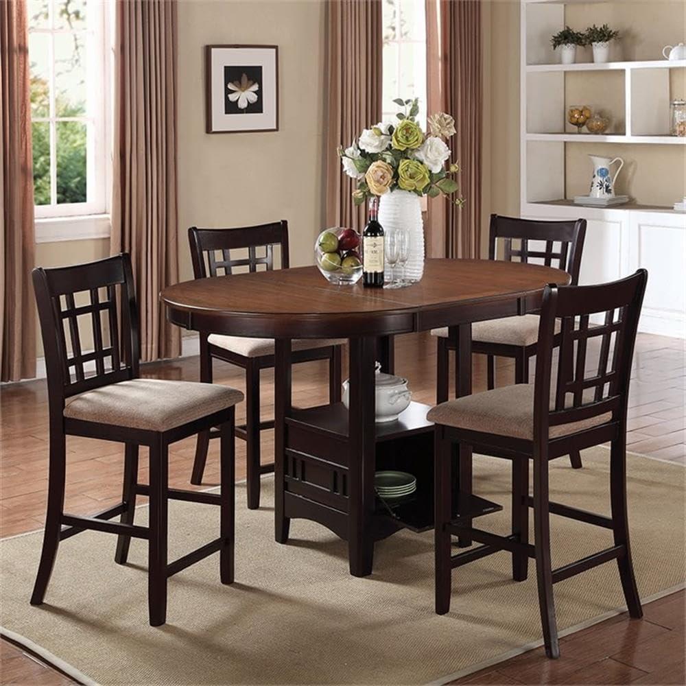 Espresso Oval Extendable Wood Counter Height Dining Table