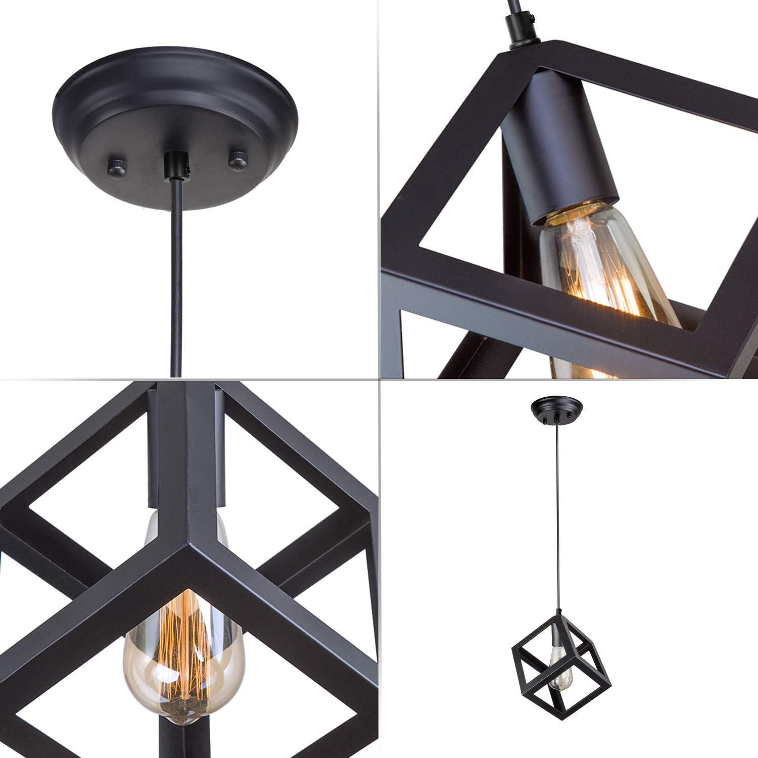 1-Light Matte Black Modern/Contemporary Geometric LED Mini Kitchen Island Light, Kitchen Island Chandeliers Light for Dining Room, Kitchen Island, Bedroom