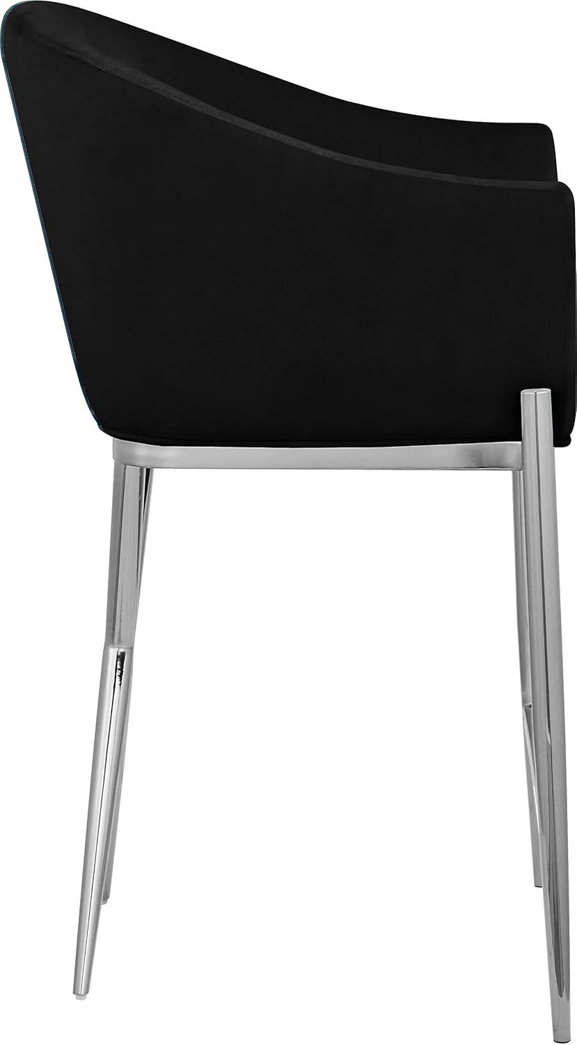 Meridian Furniture Xavier Black Velvet Counter Stool with Chrome Metal Legs