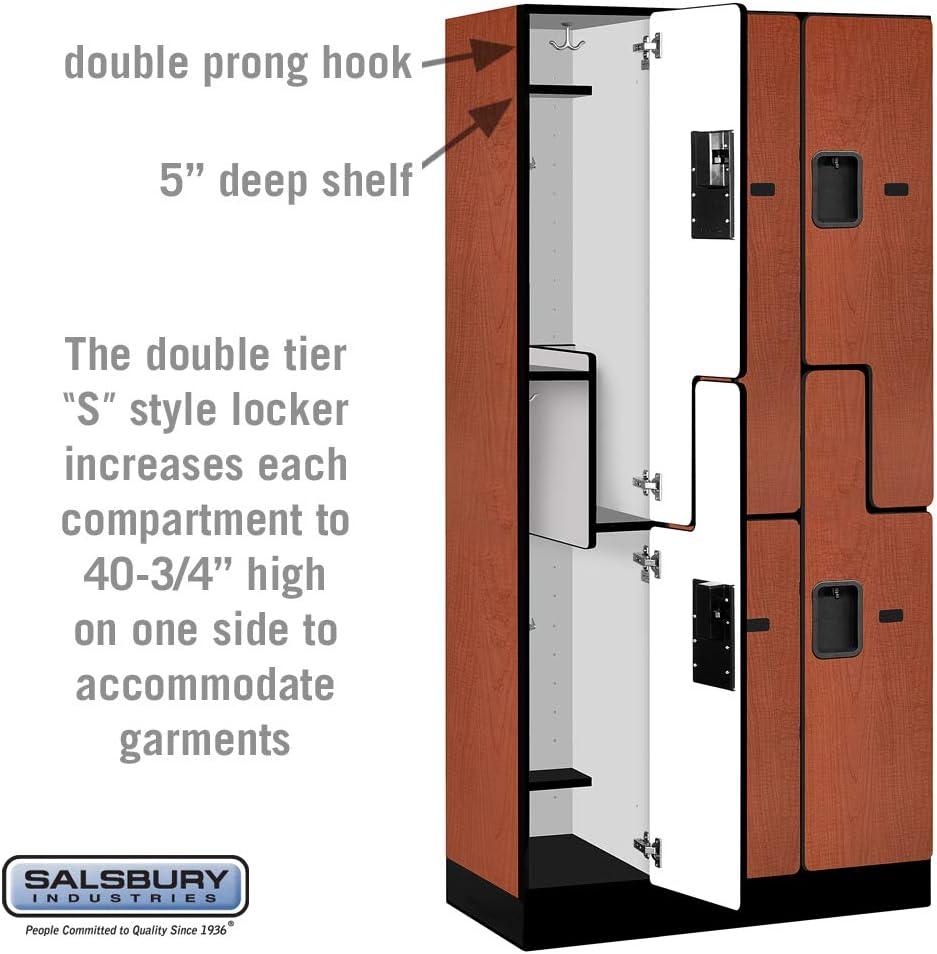 Cherry Wood Double Tier Lockable S-Style Locker, 76" x 36"
