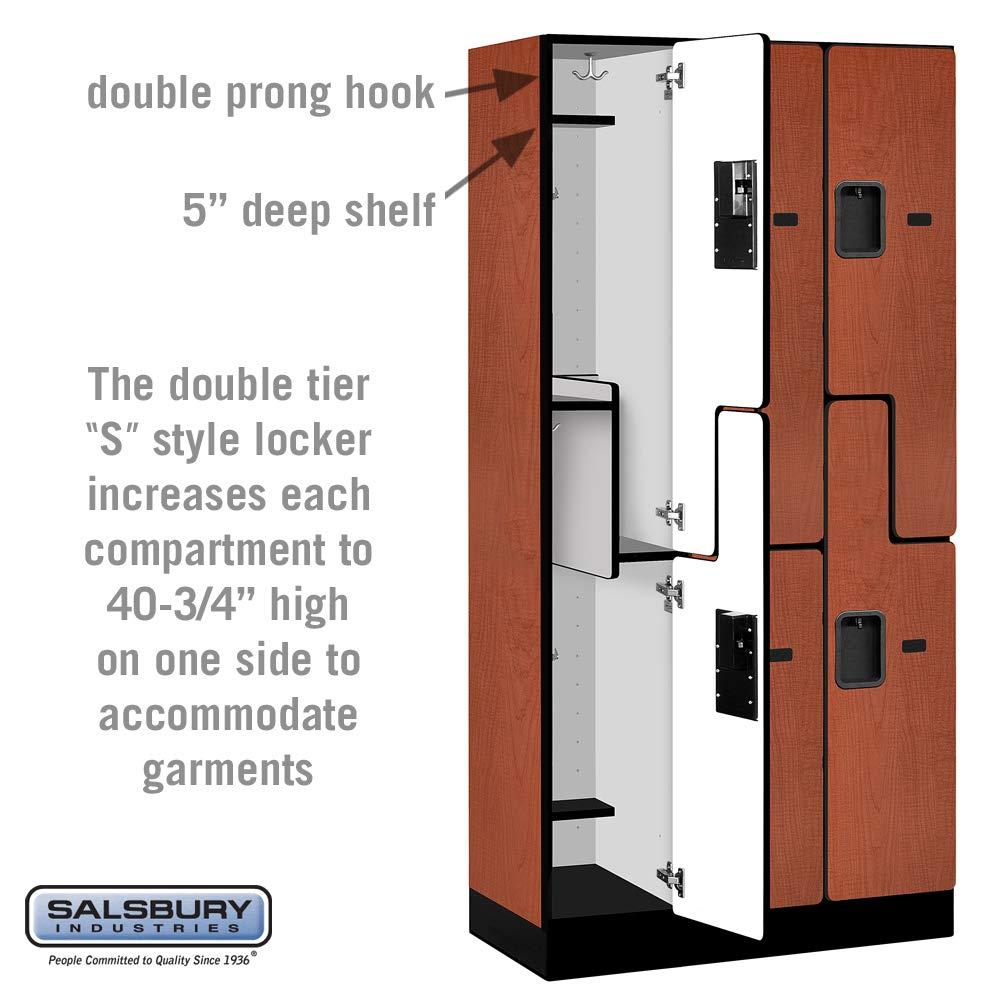 Cherry Wood Double Tier Lockable S-Style Locker, 76" x 36"