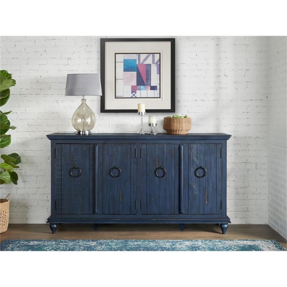 Martin Svensson Home Garden District Rustic Blue Solid Wood 65" TV Stand