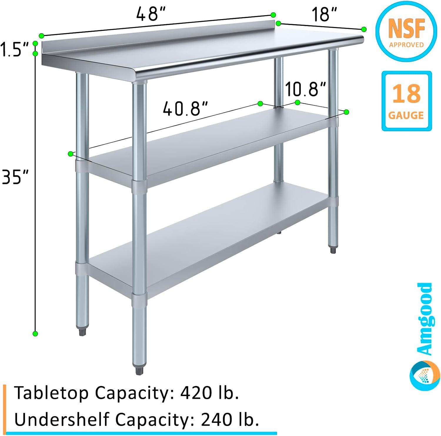 Stainless Steel Work Table with 2 Shelves