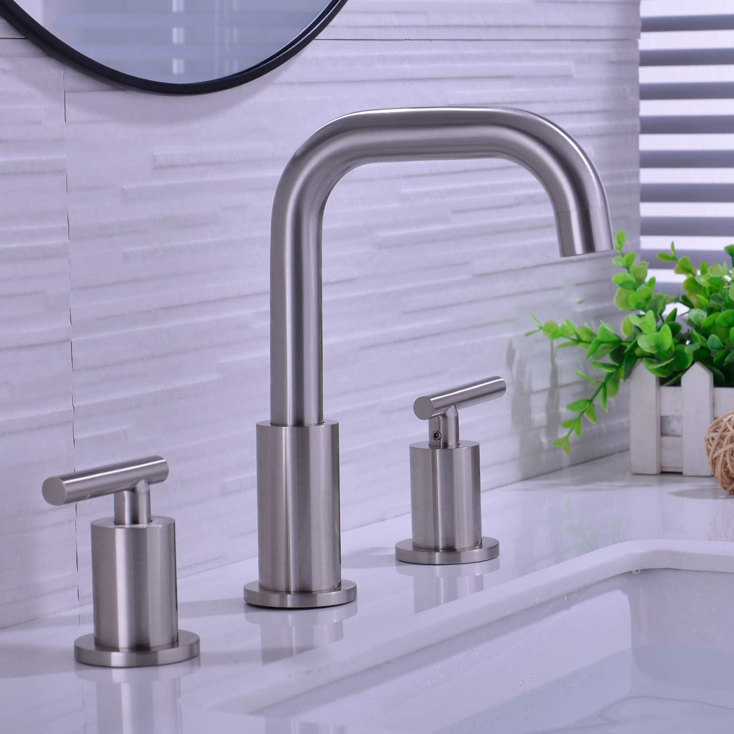 Brushed Nickel 2-Handle Widespread Bathroom Faucet Set