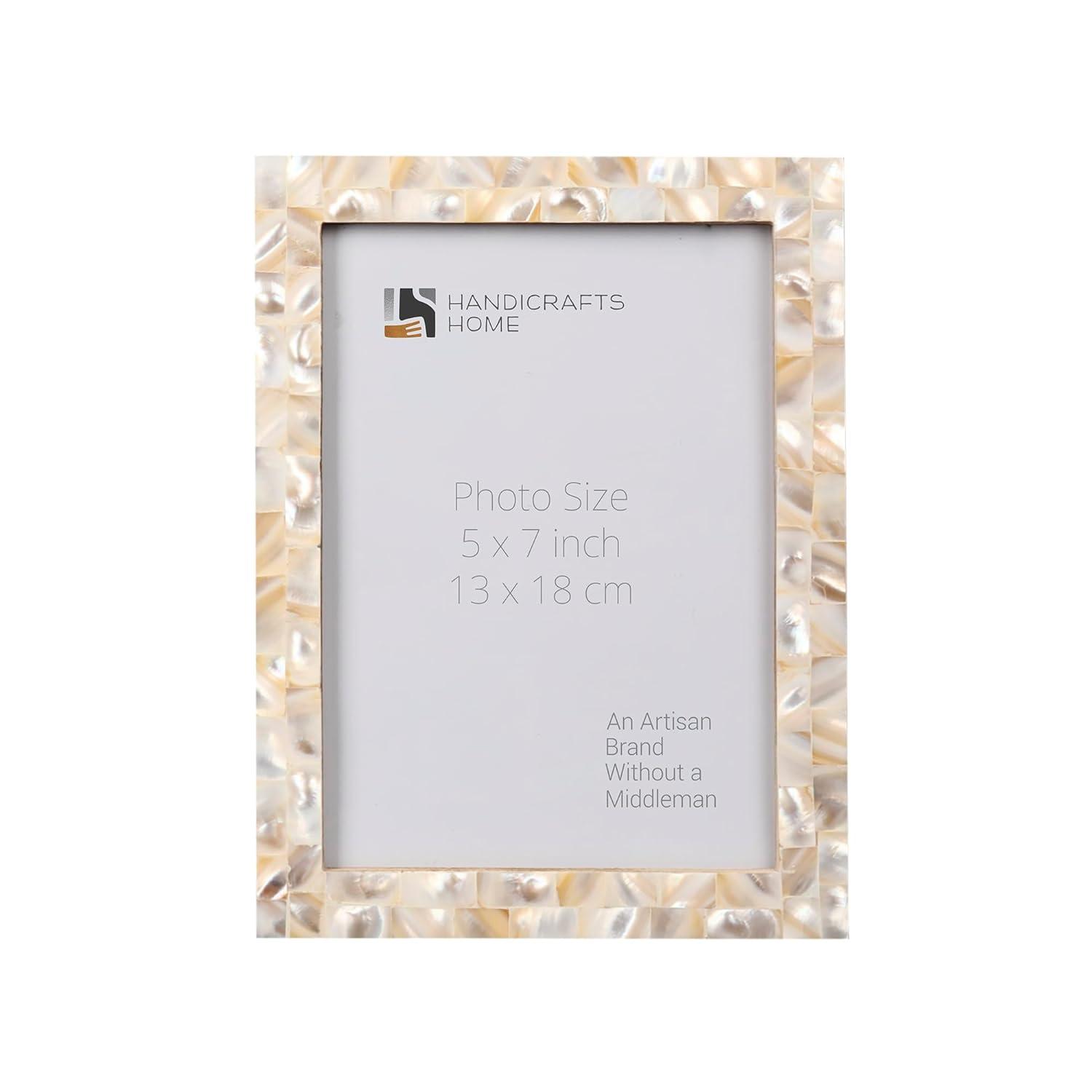 Handicrafts Home Marco de Fotos 5x7 Decorativo Moderno Decoración de Pared Marcos de Regalo Hechos para Mostrar Fotos, Perla