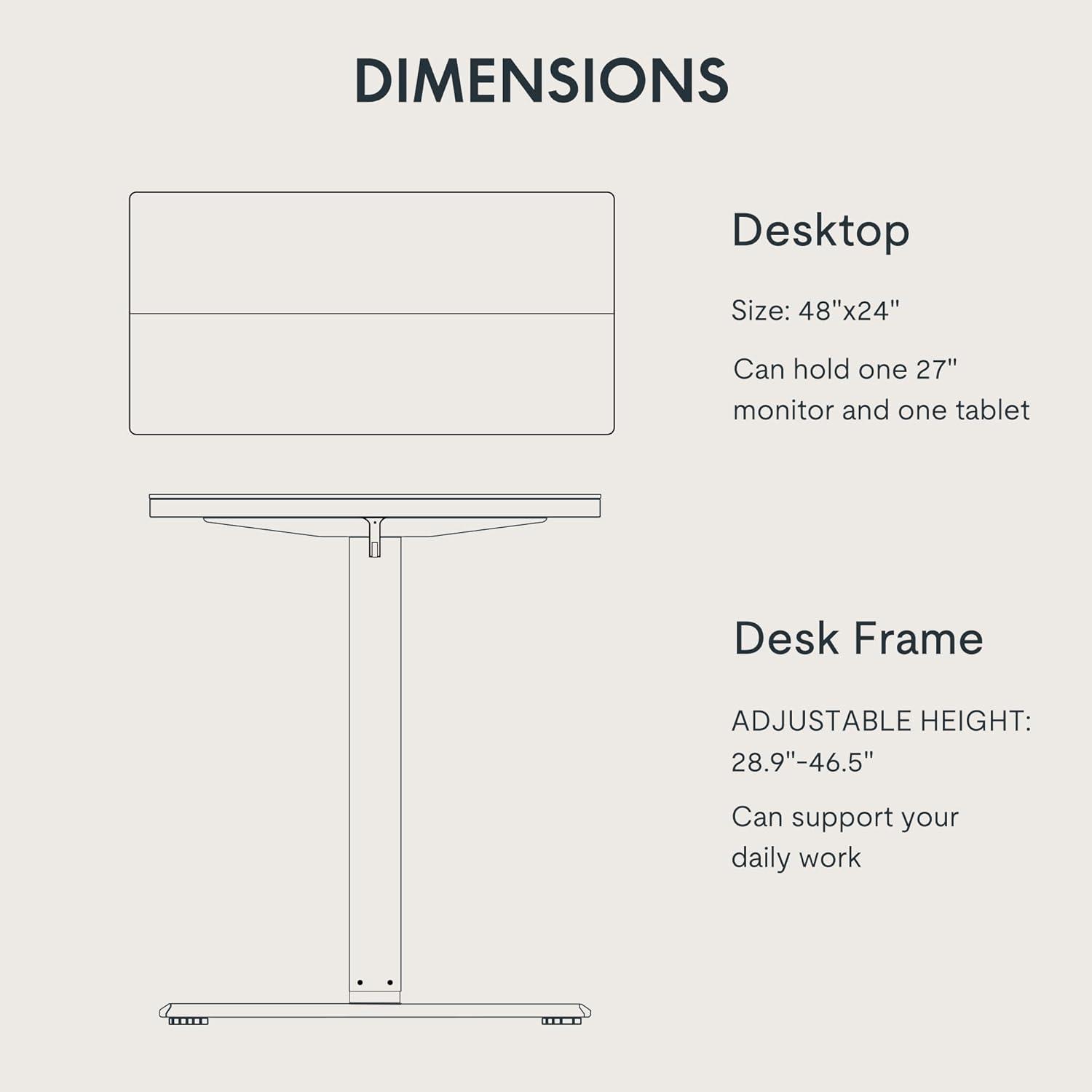 FLEXISPOT Standing Desk Adjustable Height with Whole Piece Desk Board 43 x 24