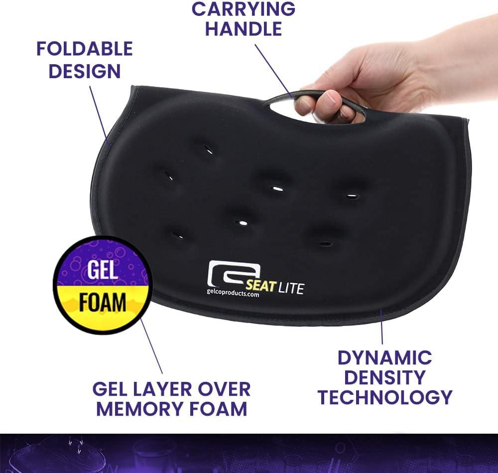 GSeat LITE - Travel Gel Foam Cushion, Relieves Tailbone Discomfort and Promotes Healthy Posture for Car, Commute, Airplane and Travel Comfort - Blue