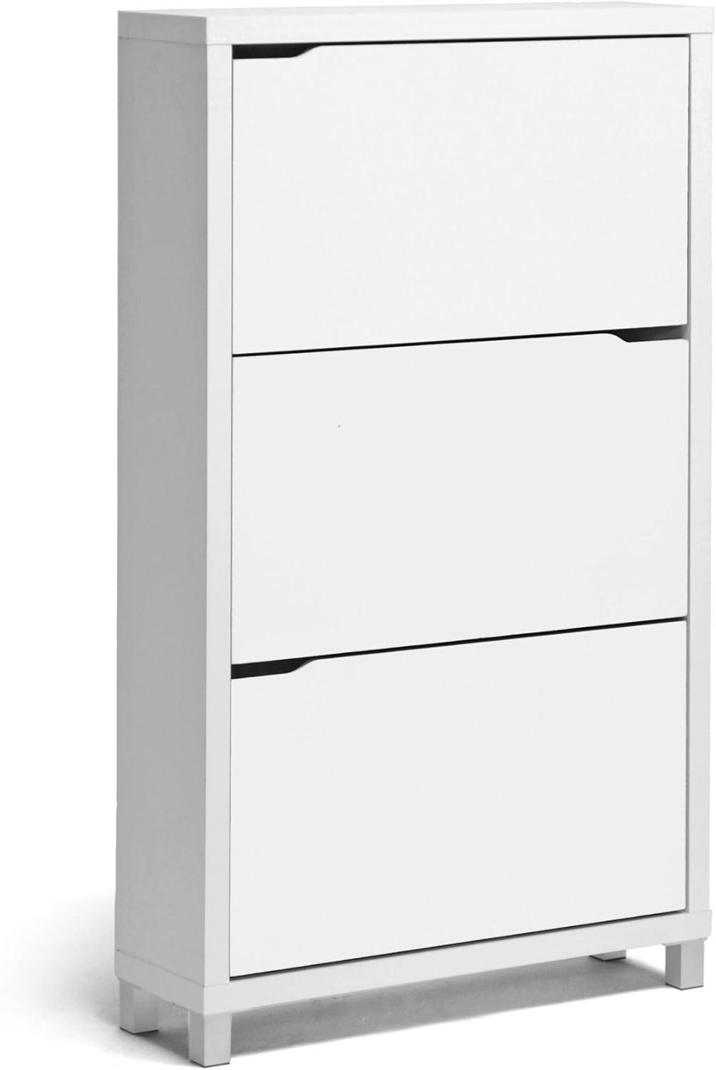 Simms 3 Drawer Modern Shoe Cabinet White - Baxton Studio: Entryway Organizer, Holds 18 Pairs