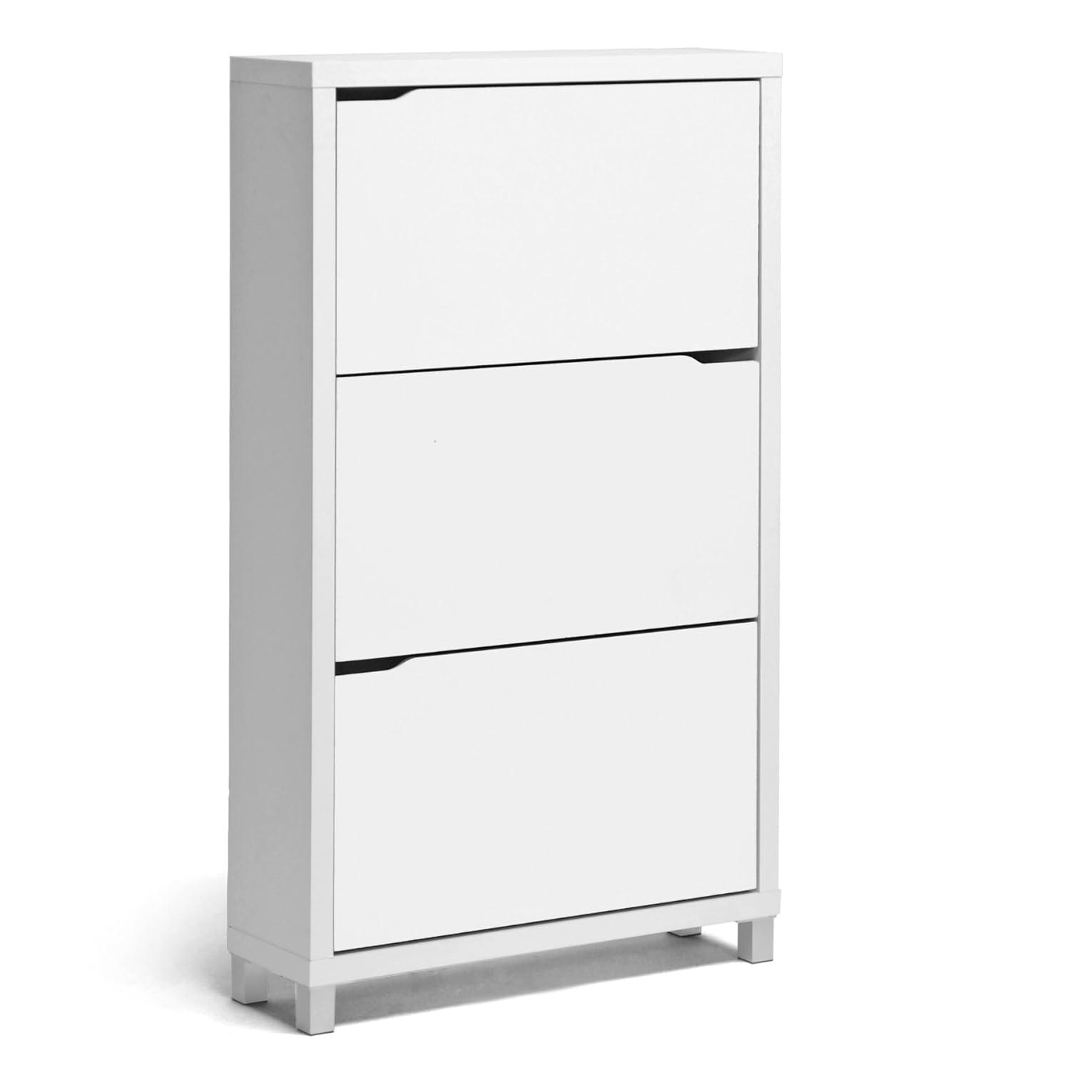 Simms 3 Drawer Modern Shoe Cabinet White - Baxton Studio: Entryway Organizer, Holds 18 Pairs