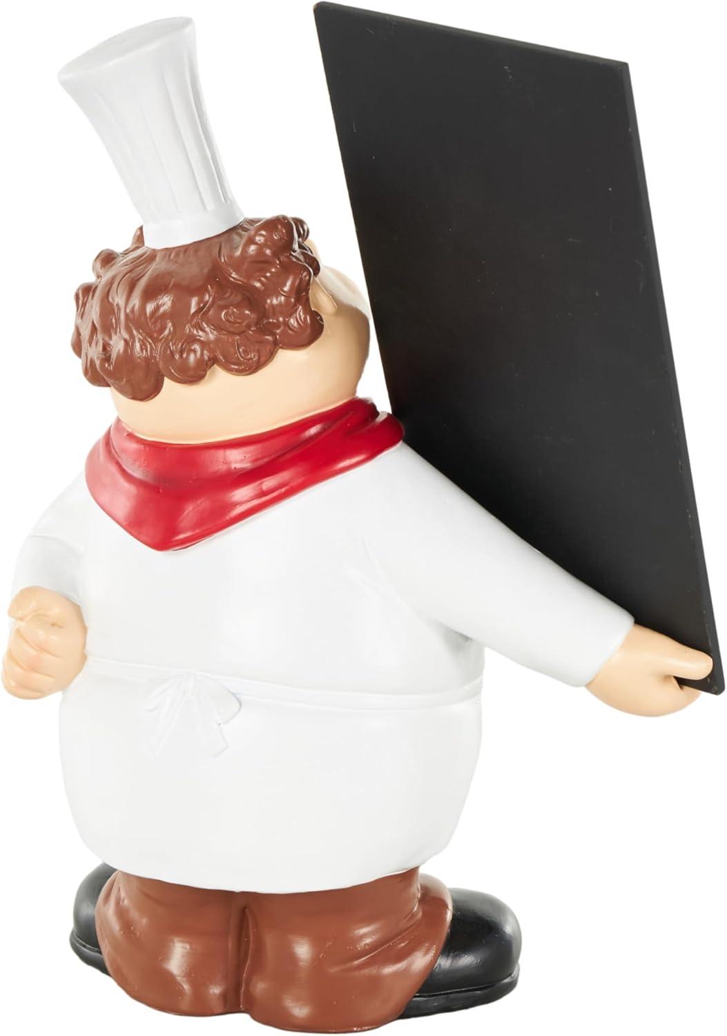 Deco 79 Polystone Chef Decorative Sculpture Kitchen Decorative Figurine Home Decor Statue with Chalkboard, Accent Figurine 9" x 5" x 13", White