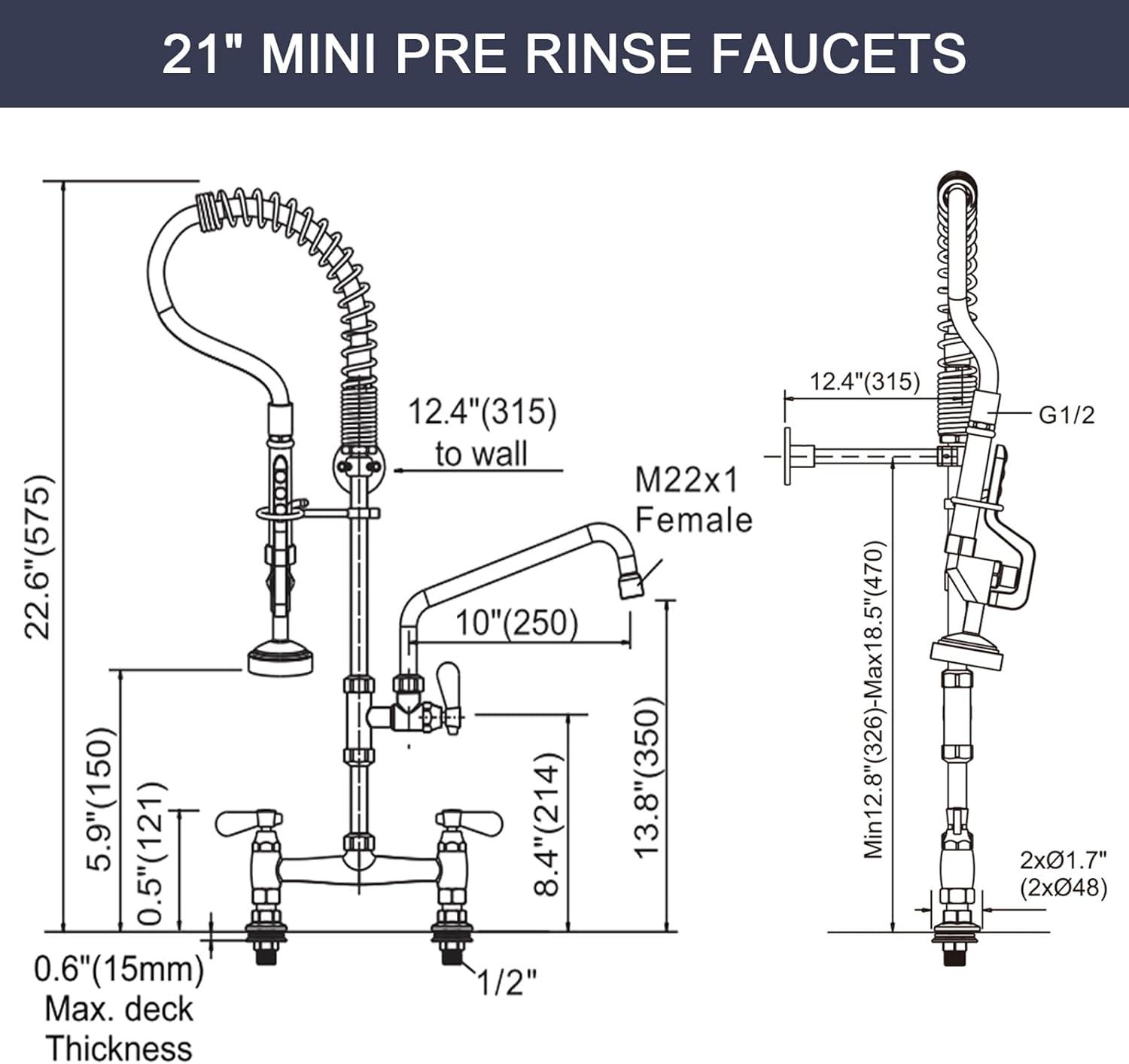 Polished Chrome Triple Handle Pull Down Kitchen Faucet