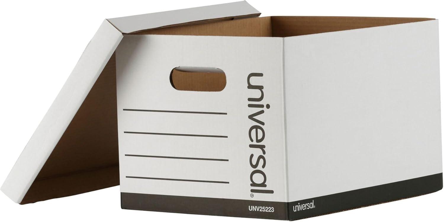 Universal 9523001 12 in. x 15 in. x 10 in. Letter/Legal Files Basic-Duty Economy Record Storage Boxes - White (10/Carton)