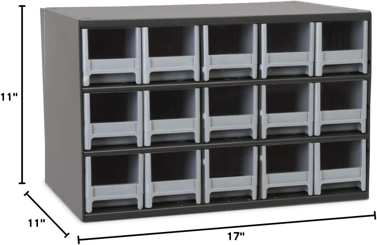 Gray Steel and Plastic 15-Drawer Storage Cabinet