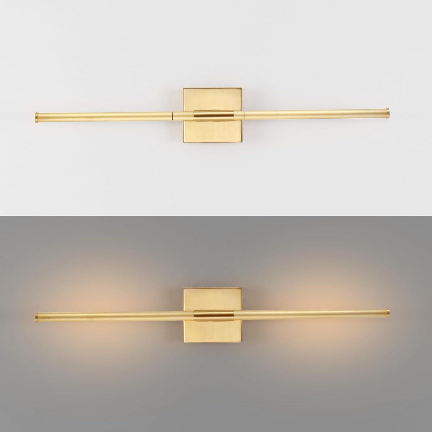 JONATHAN Y Makena 28" Modern Minimalist Dimmable Integrated LED Metal Wall Sconce, Brass Gold