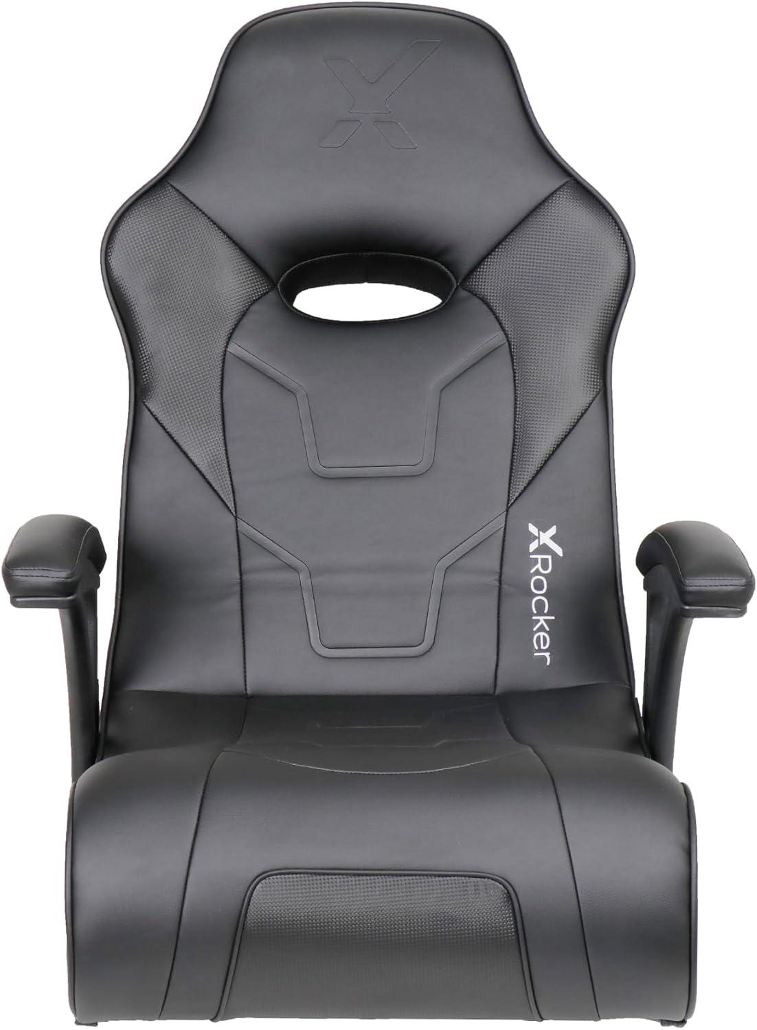 Black Faux Leather Gaming Chair with Built-in Audio