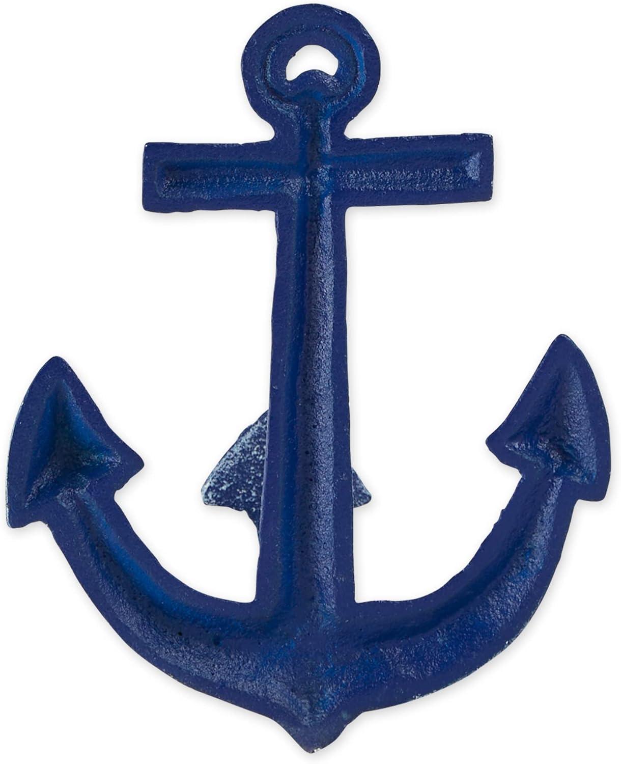 DII Decorative Cast Iron Wall Hook Collection, Blue Anchor