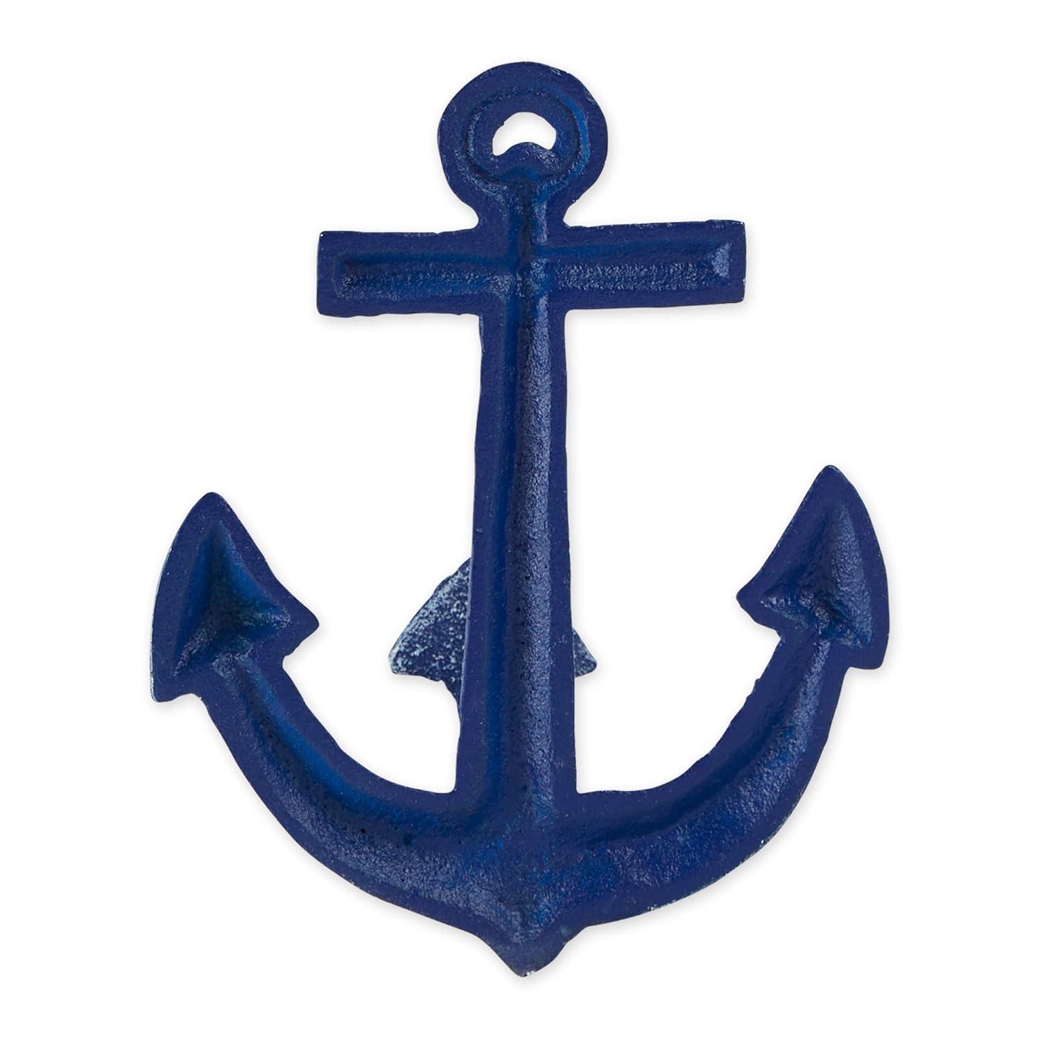 DII Decorative Cast Iron Wall Hook Collection, Blue Anchor