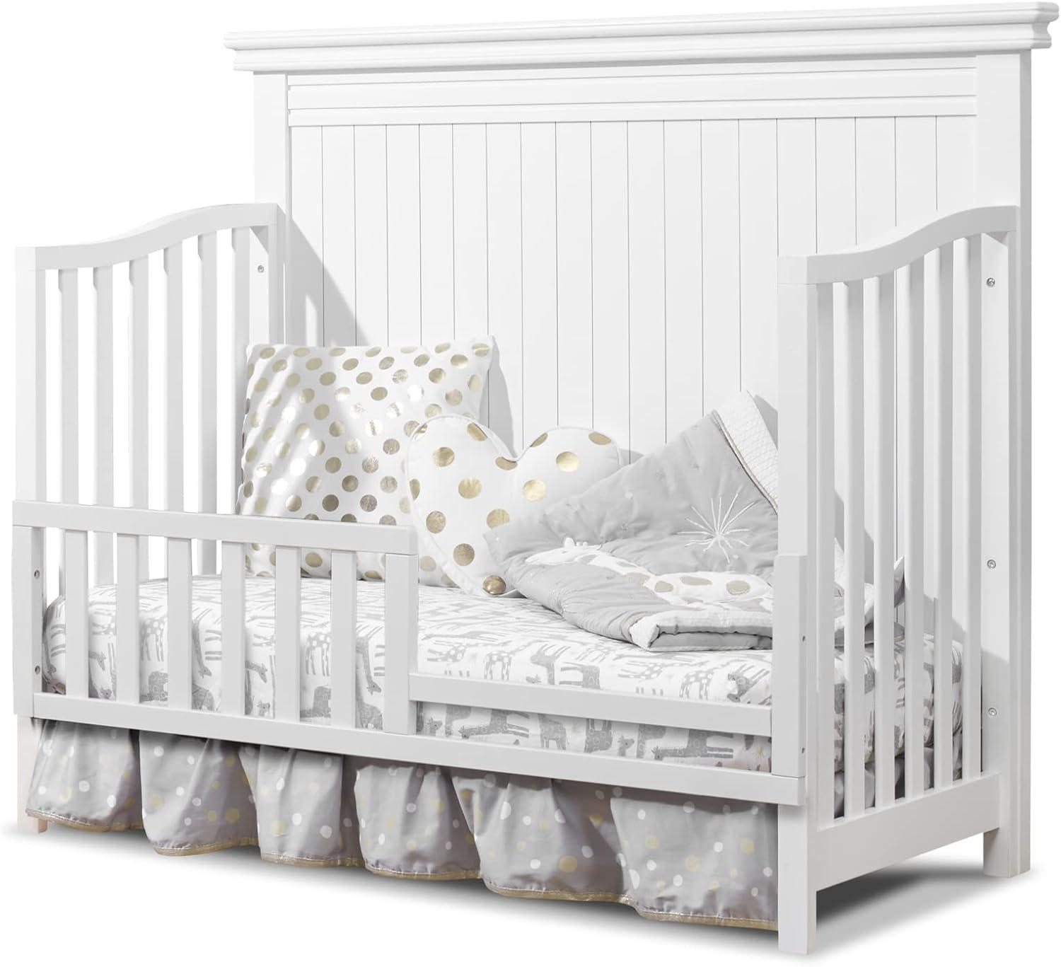 White Pine Wood 4-in-1 Convertible Crib with Slatted Design