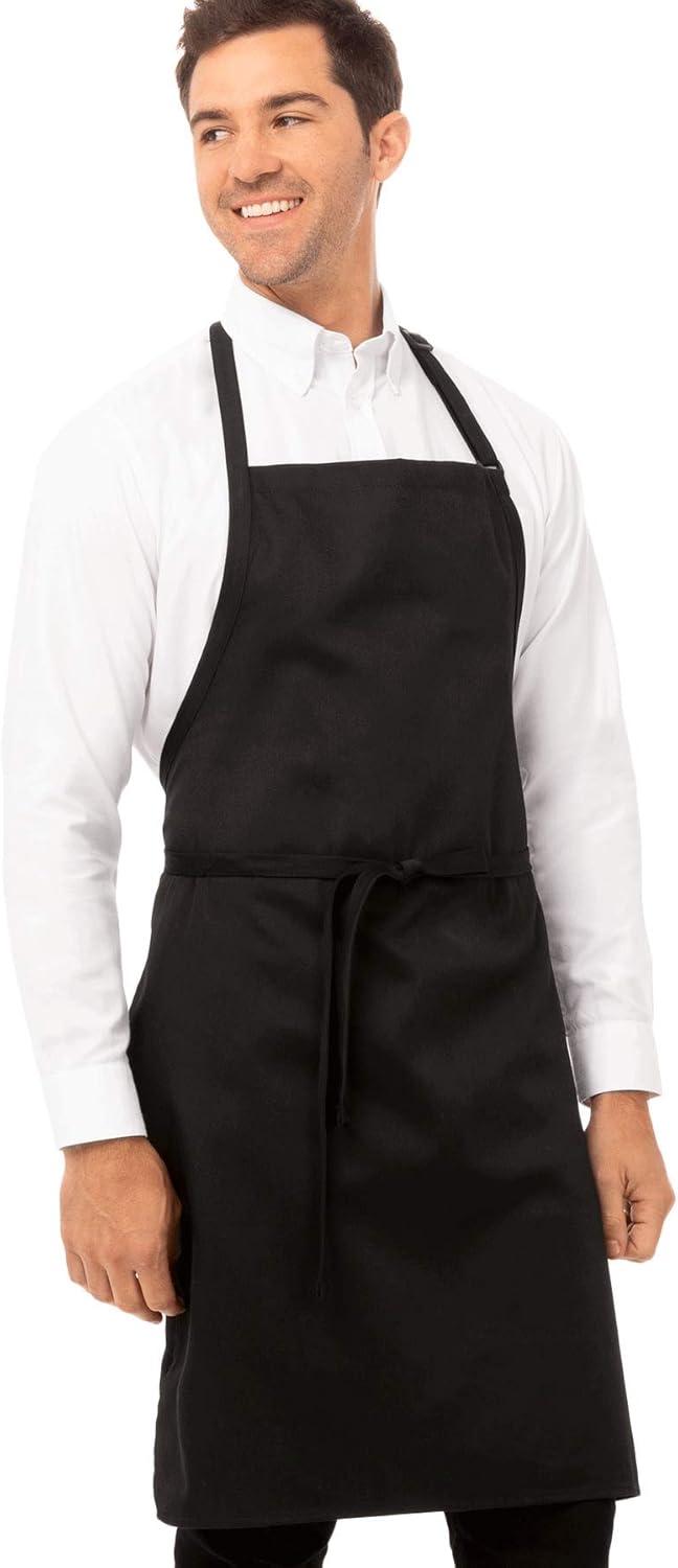 Black Unisex Cotton Bib Apron Without Pockets