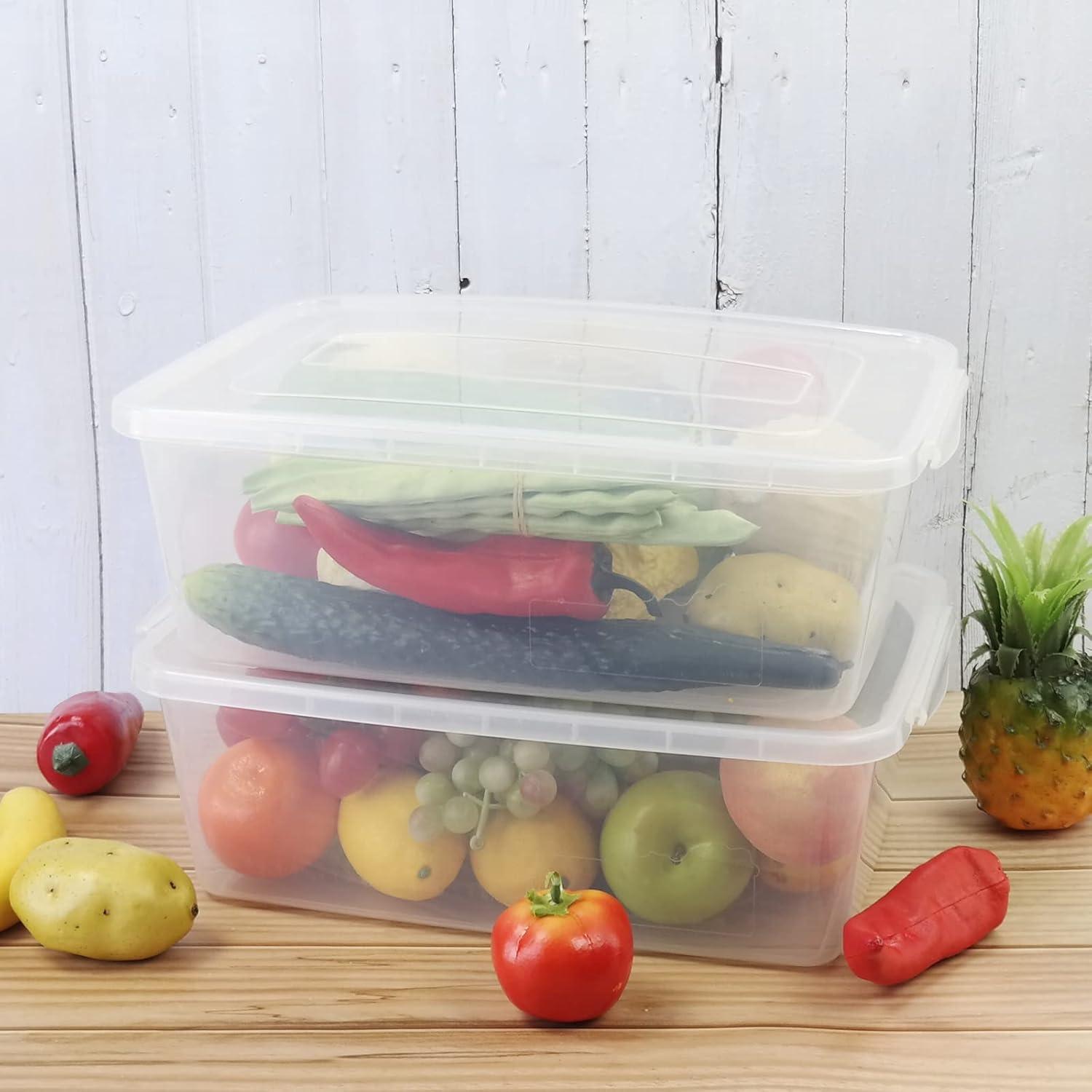 Zopnny 2-Pack Plastic Containers Box with Latching Lid, Stackable Nestable Storage Bins, Clear Pizza Dough Proofing Box, 16 Quart